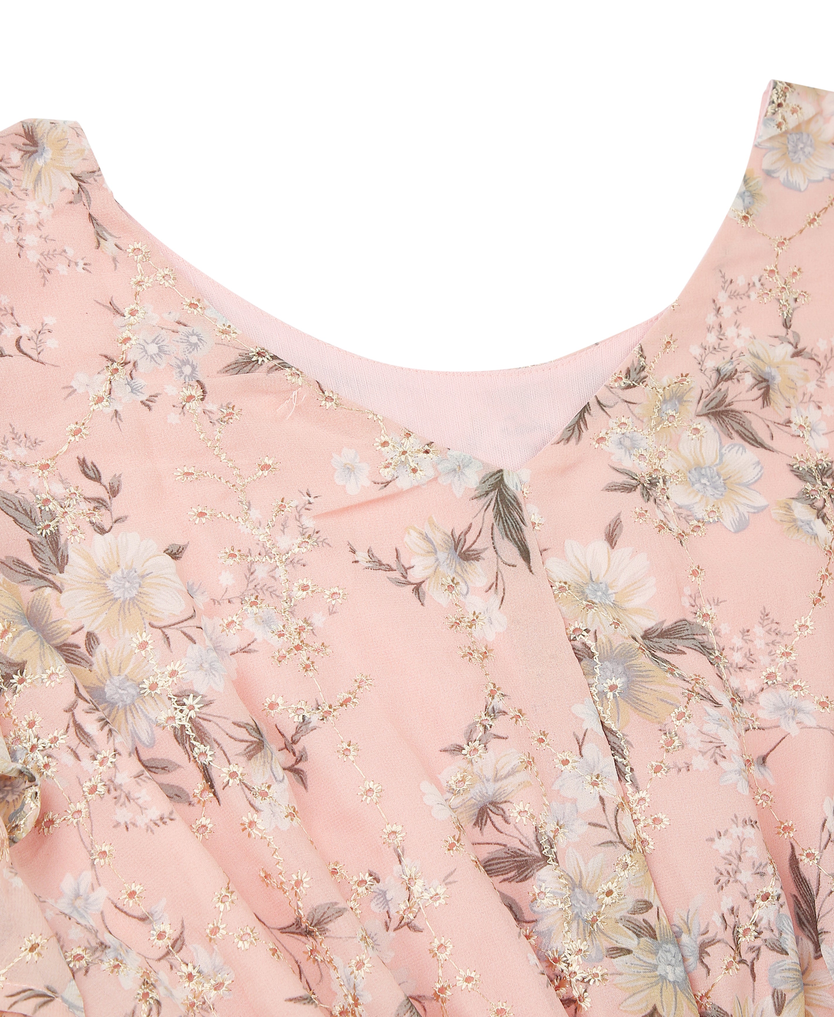 Peach Bloom Embroidered Georgette Dress