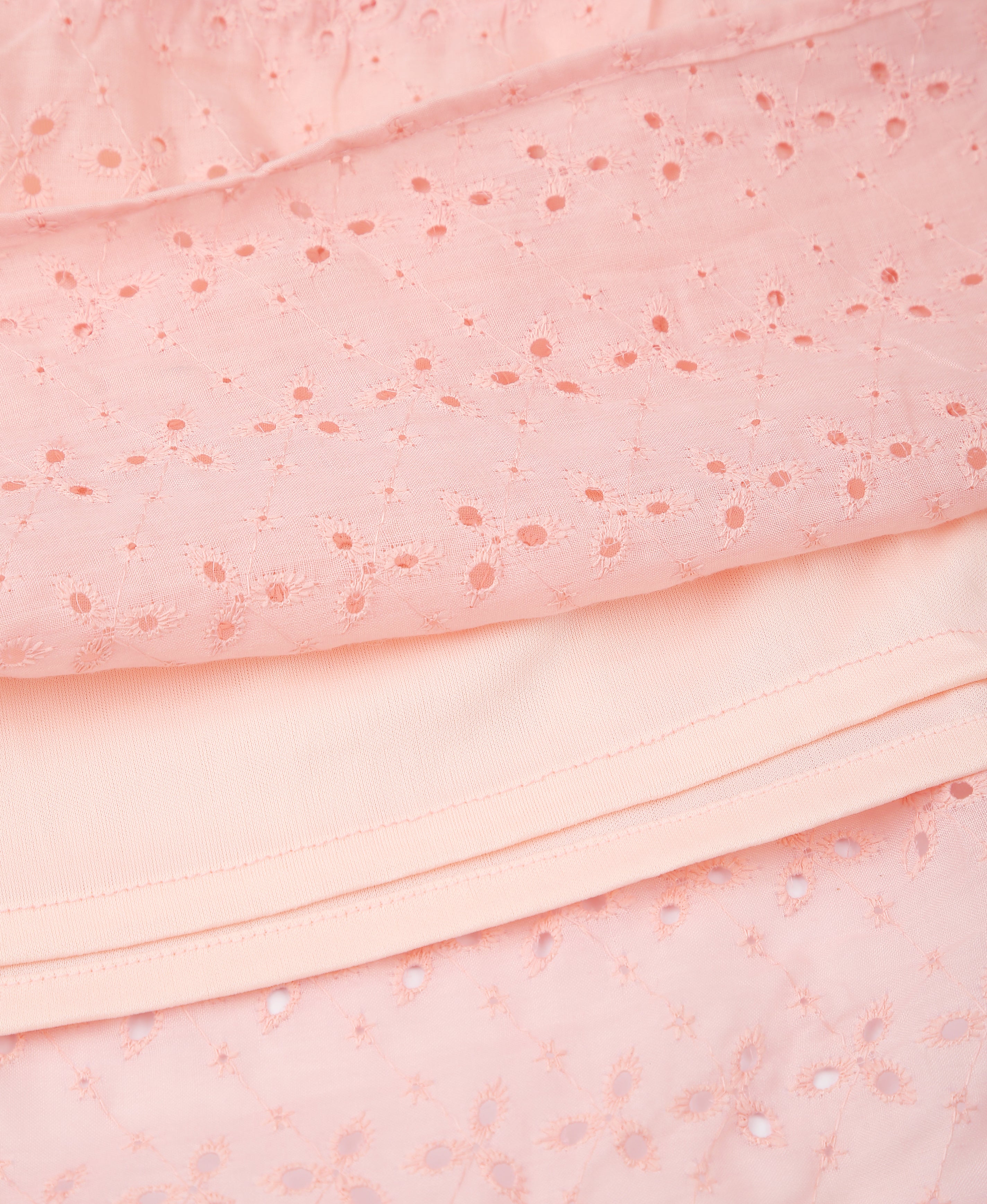 Peach Chiffli Embroidered Flare Dress