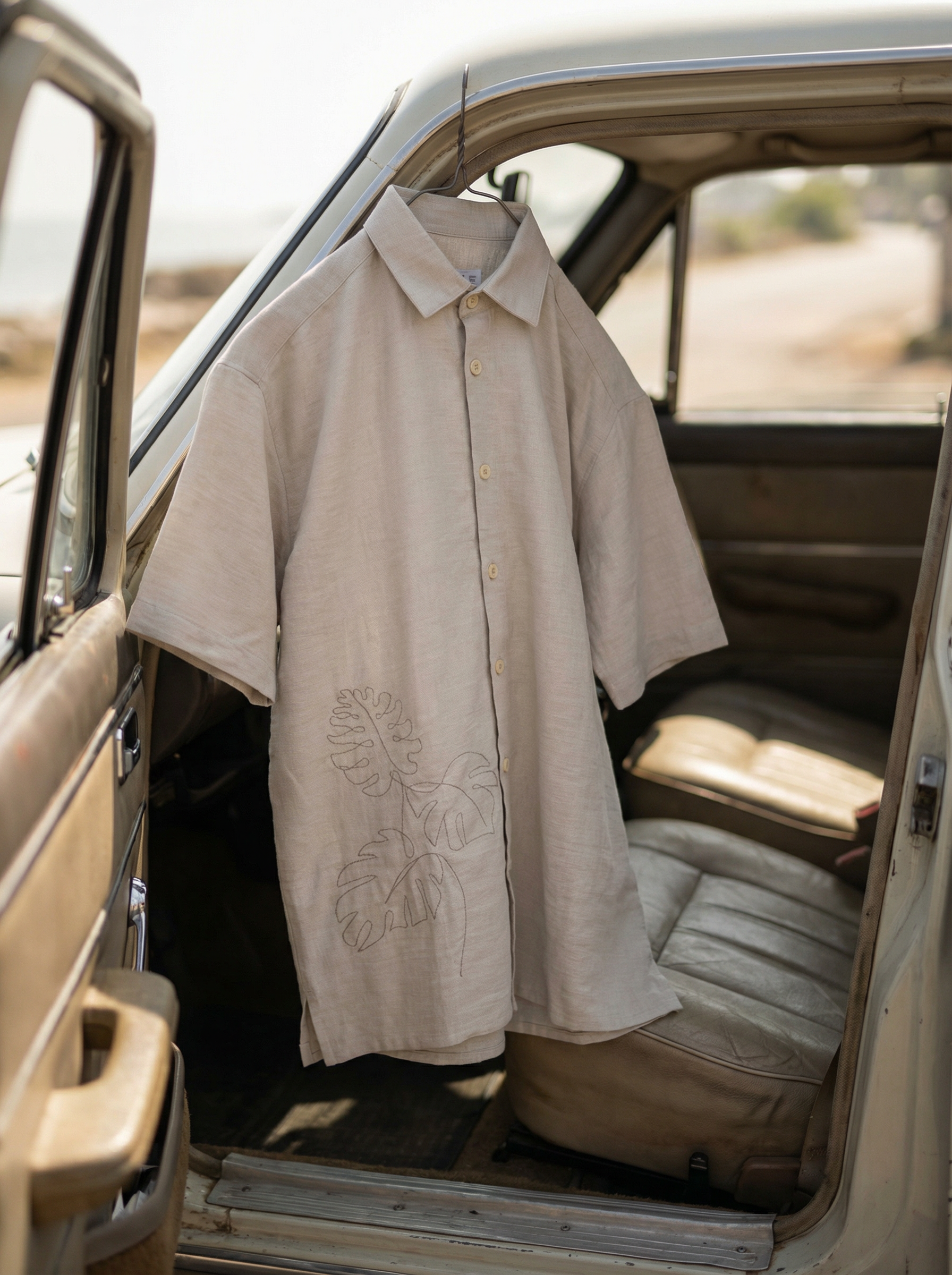 Men’s Beige Linen Oxford Relax Fit Shirt