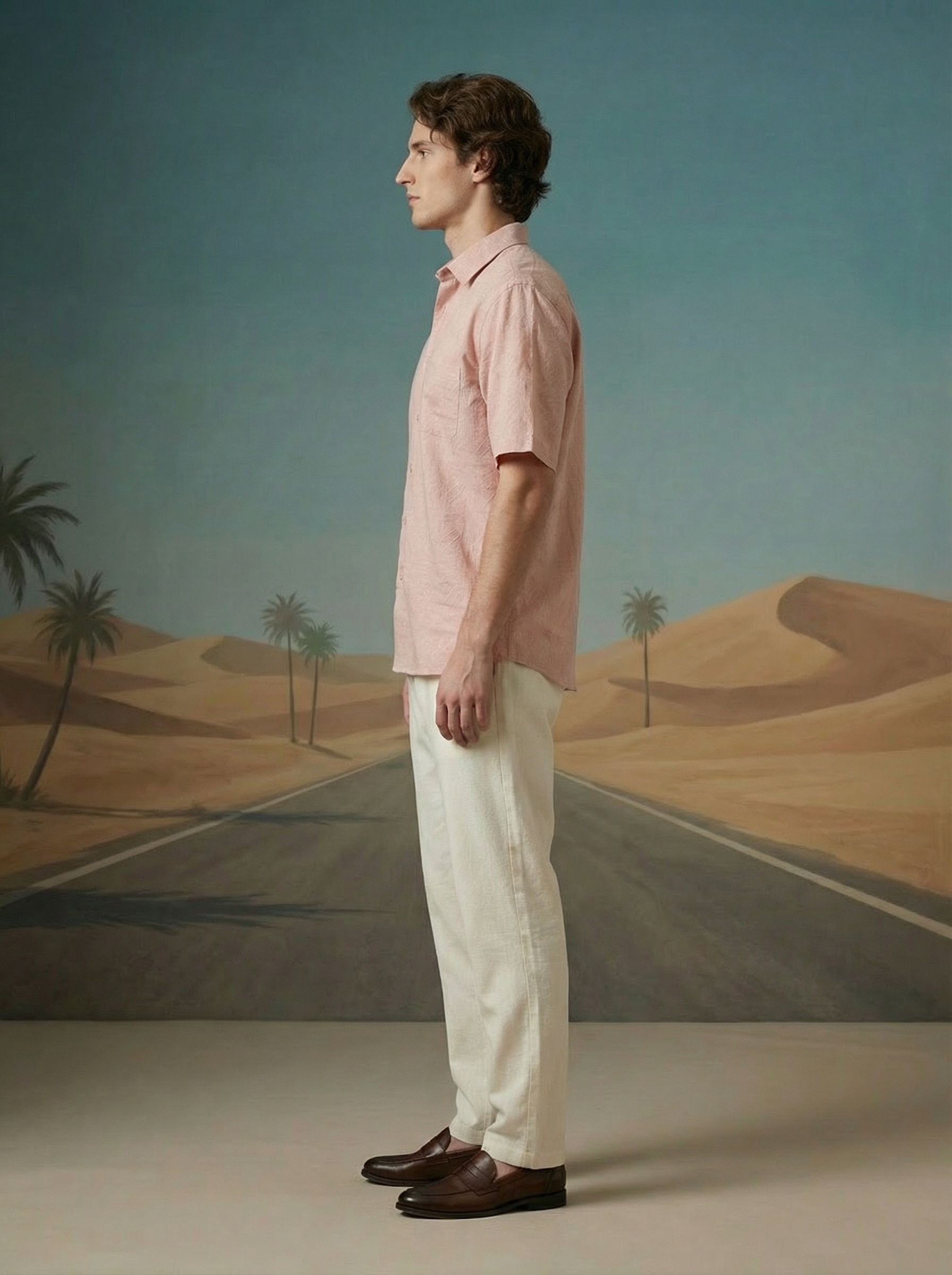 Peach Linen Oxford Relax Fit Shirt