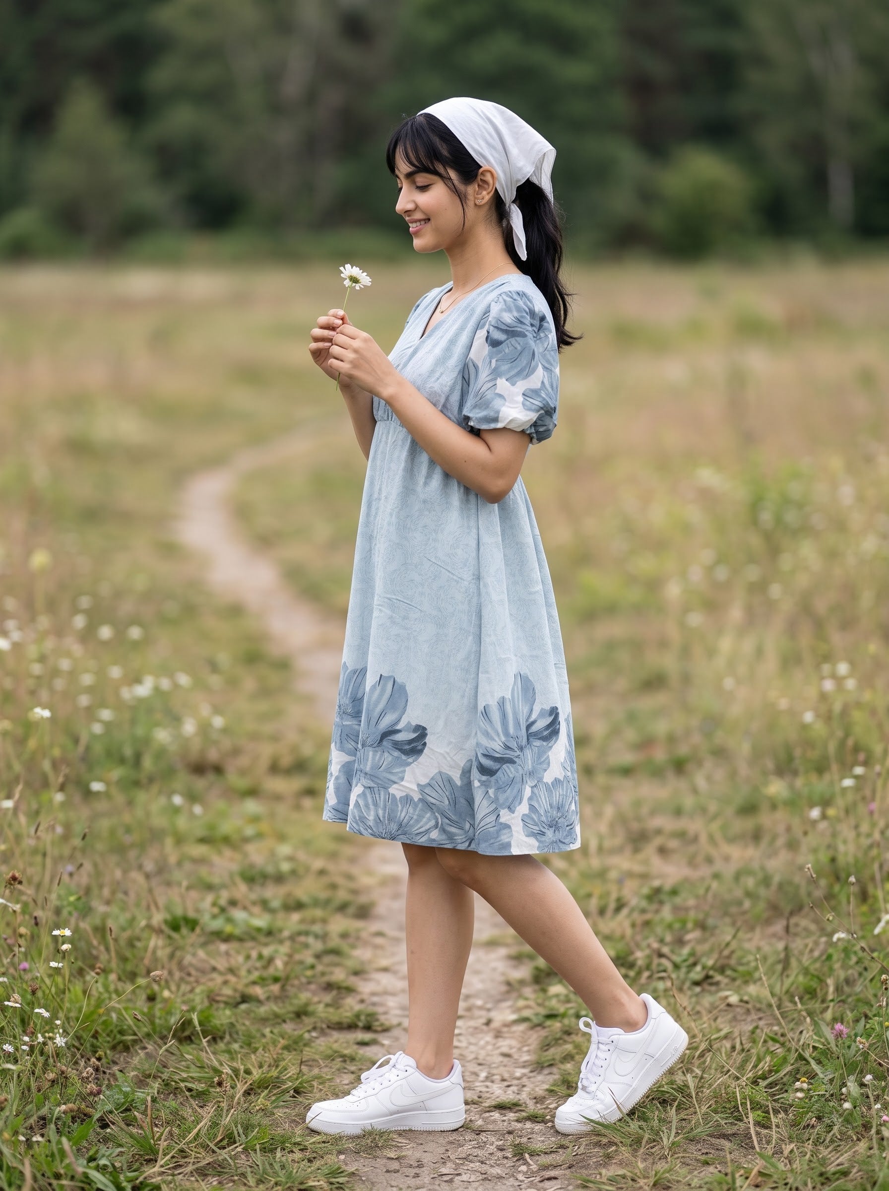Women's Polyester Blend Faded Blue Color Regular Fit Dresses