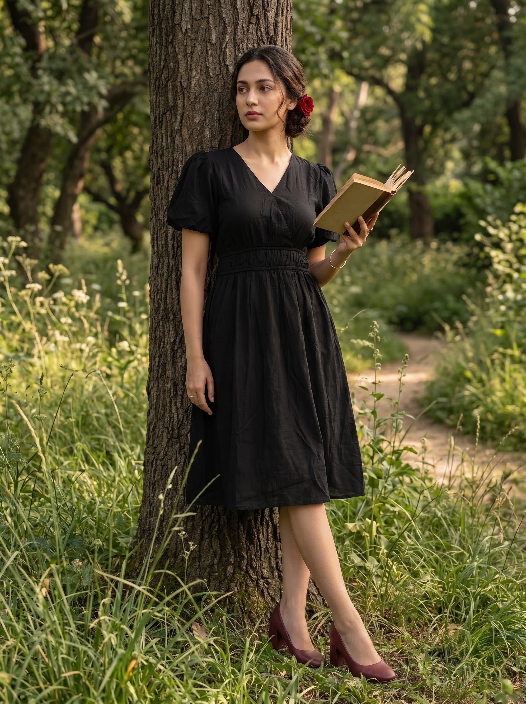 Women's Polyester Blend Black color Regular Fit Dresses