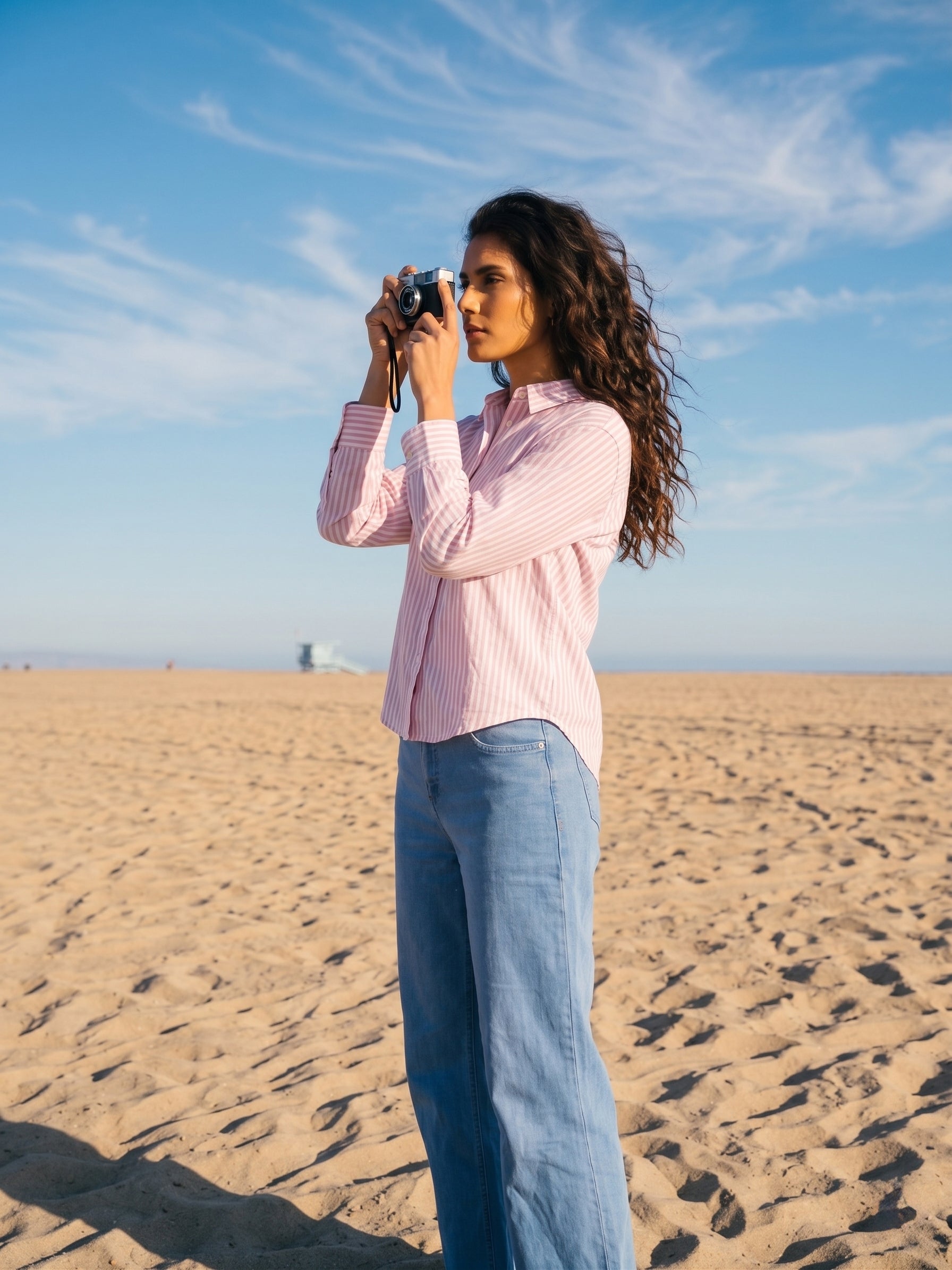 Women's NV Cotton Pink Stripe Full Sleeve Shirt