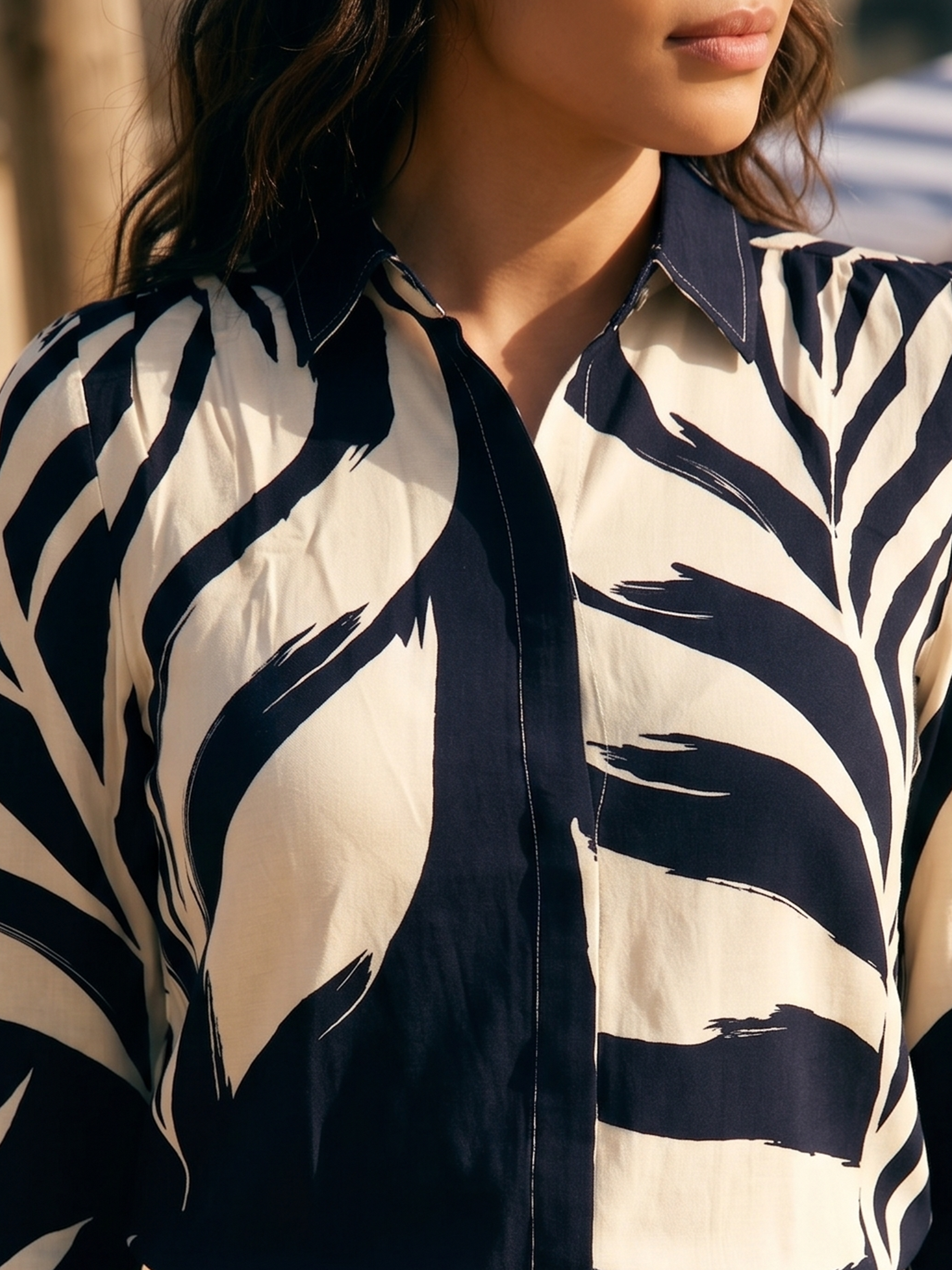 Women's NV Print Navy Blue Regular Fit Shirt