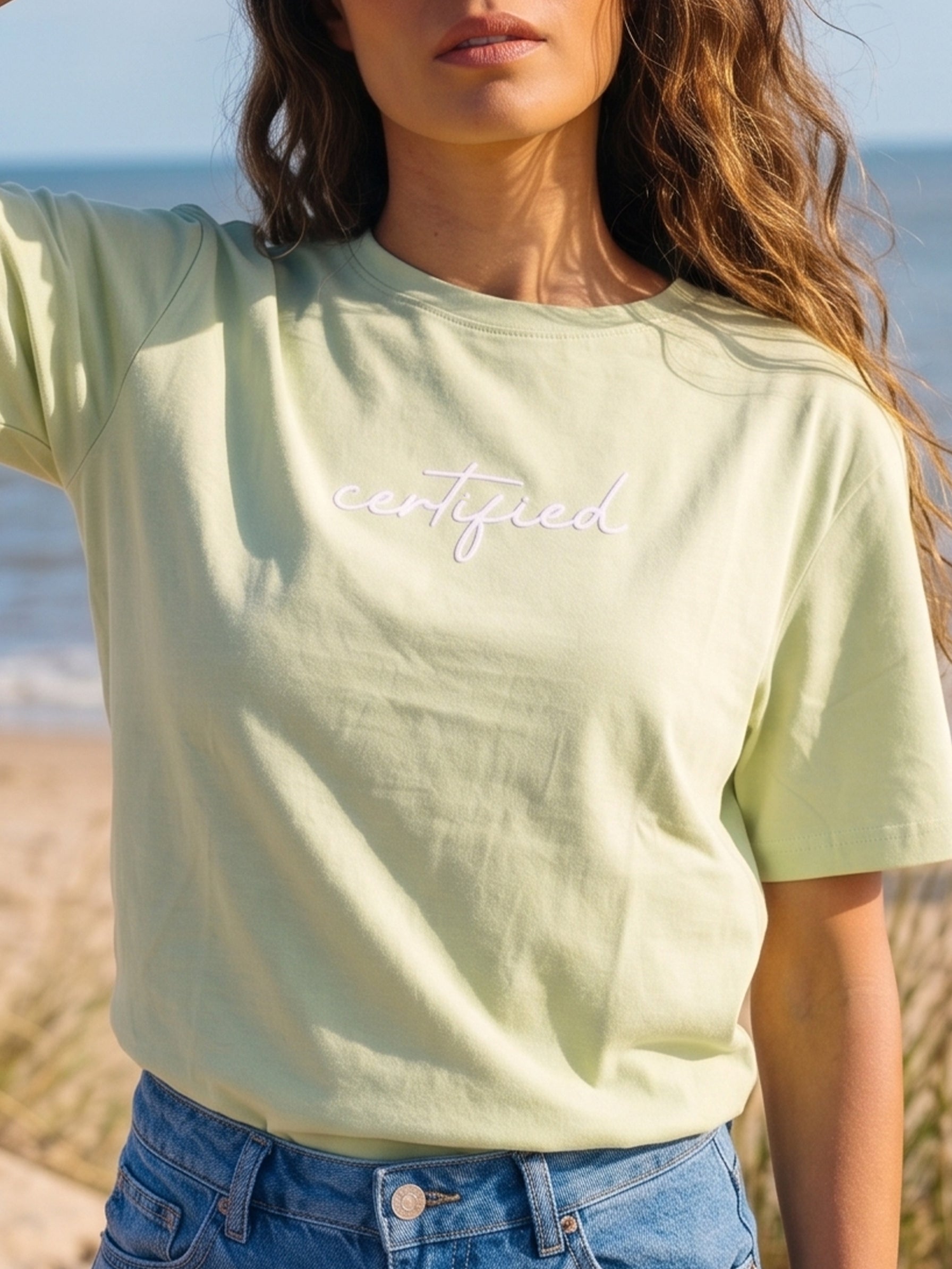 Women's Cotton Light Green Oversized Fit T Shirt