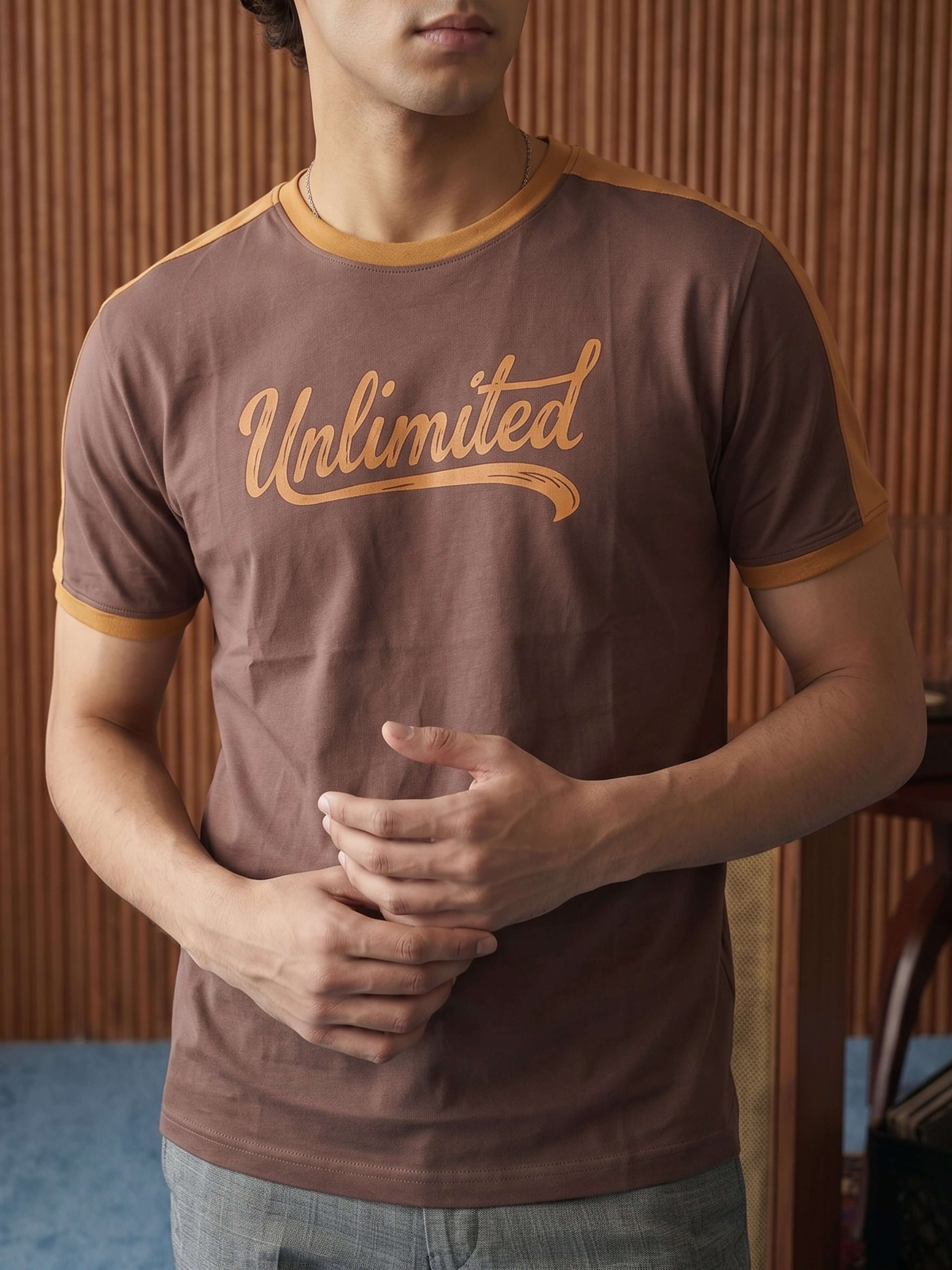 Men's Jersey 180 Gsm Brown Regular Fit T Shirt