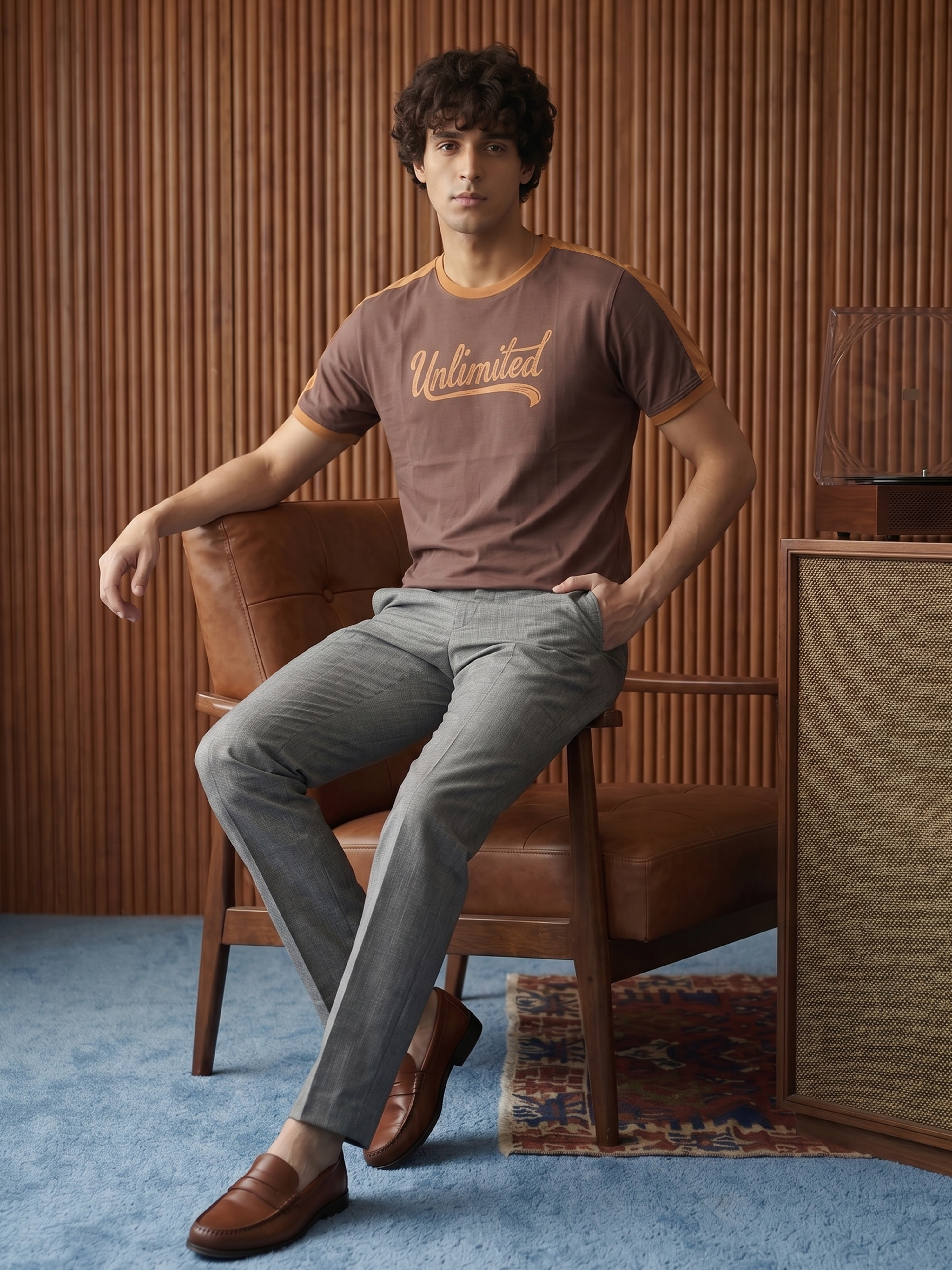 Men's Jersey 180 Gsm Brown Regular Fit T Shirt