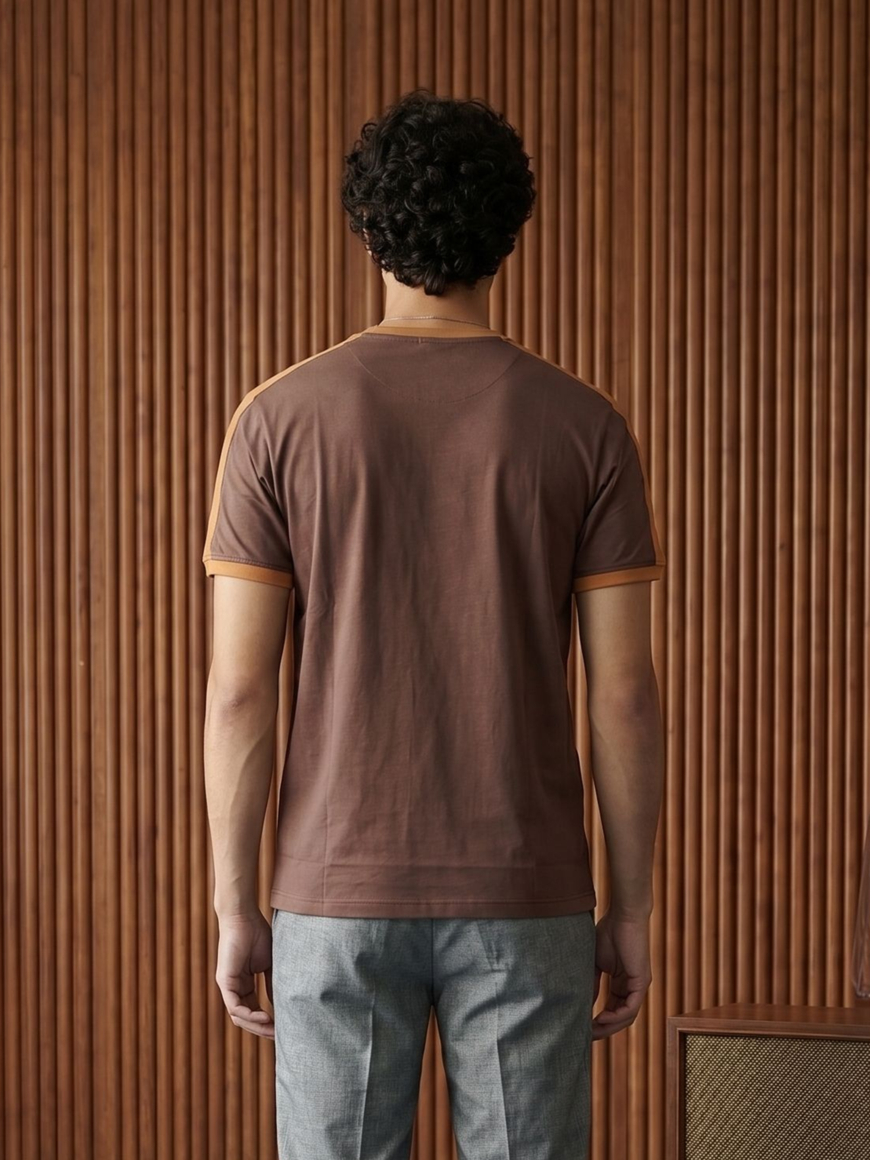 Men's Jersey 180 Gsm Brown Regular Fit T Shirt