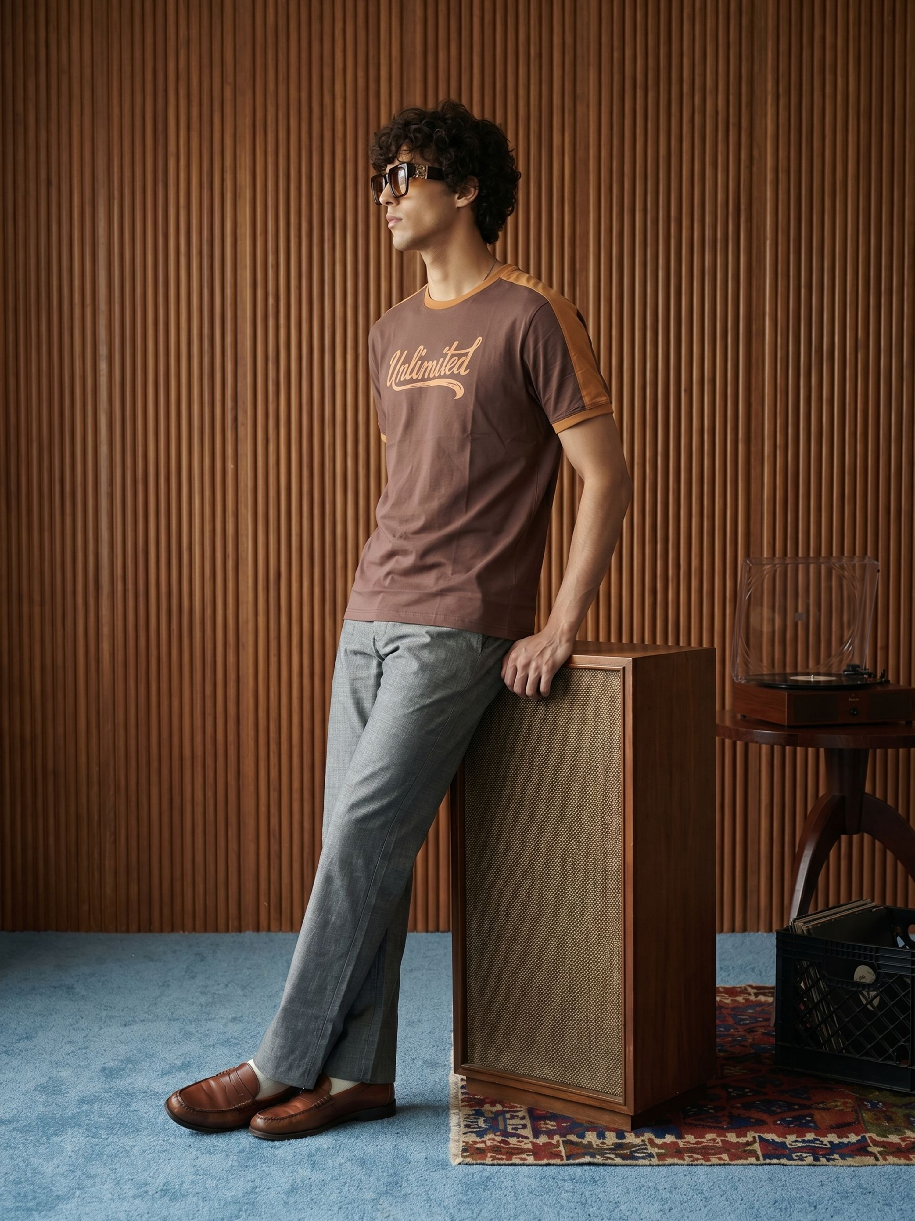 Men's Jersey 180 Gsm Brown Regular Fit T Shirt