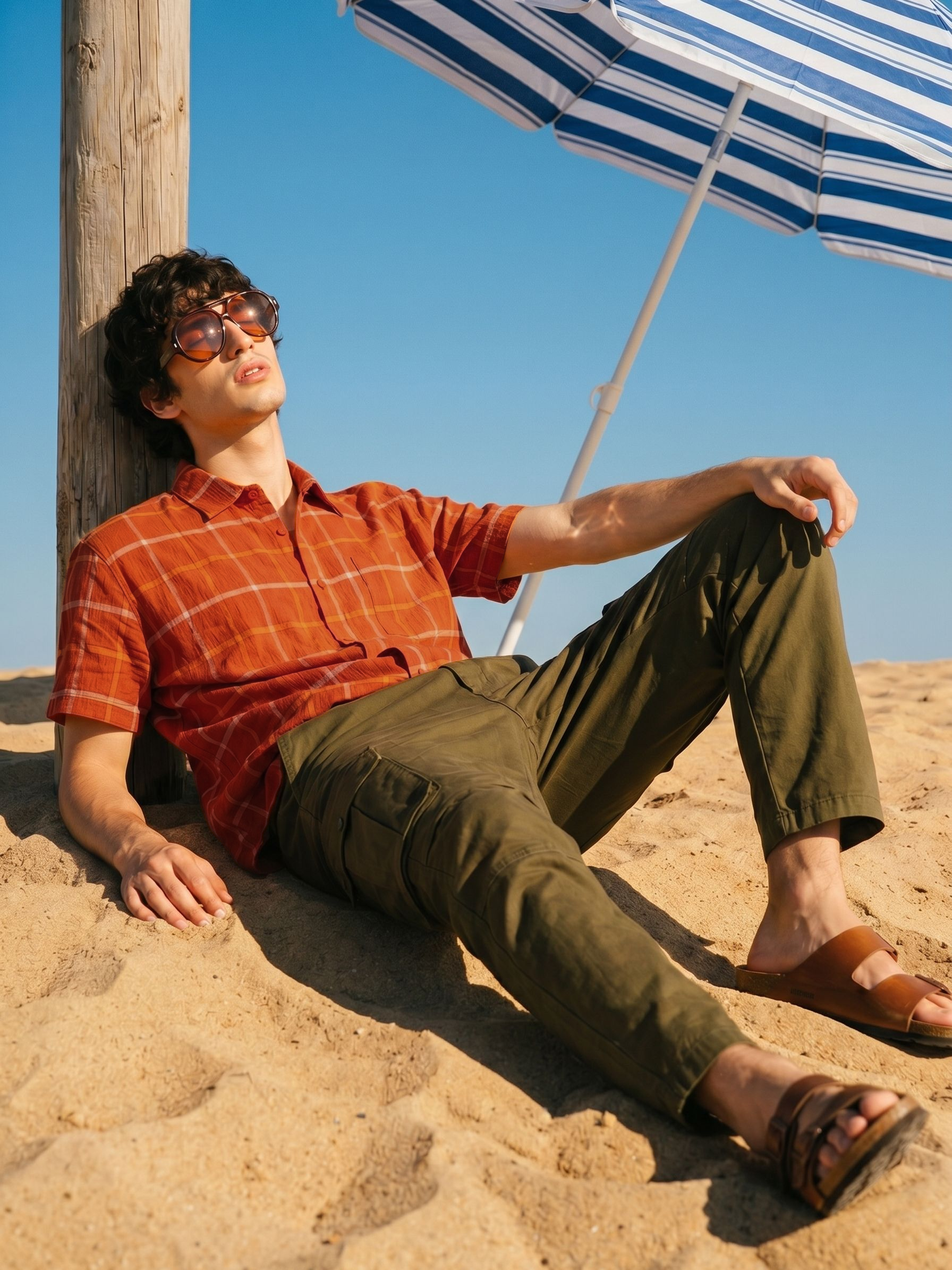Men's Orange Cotton Relaxed Fit Shirt