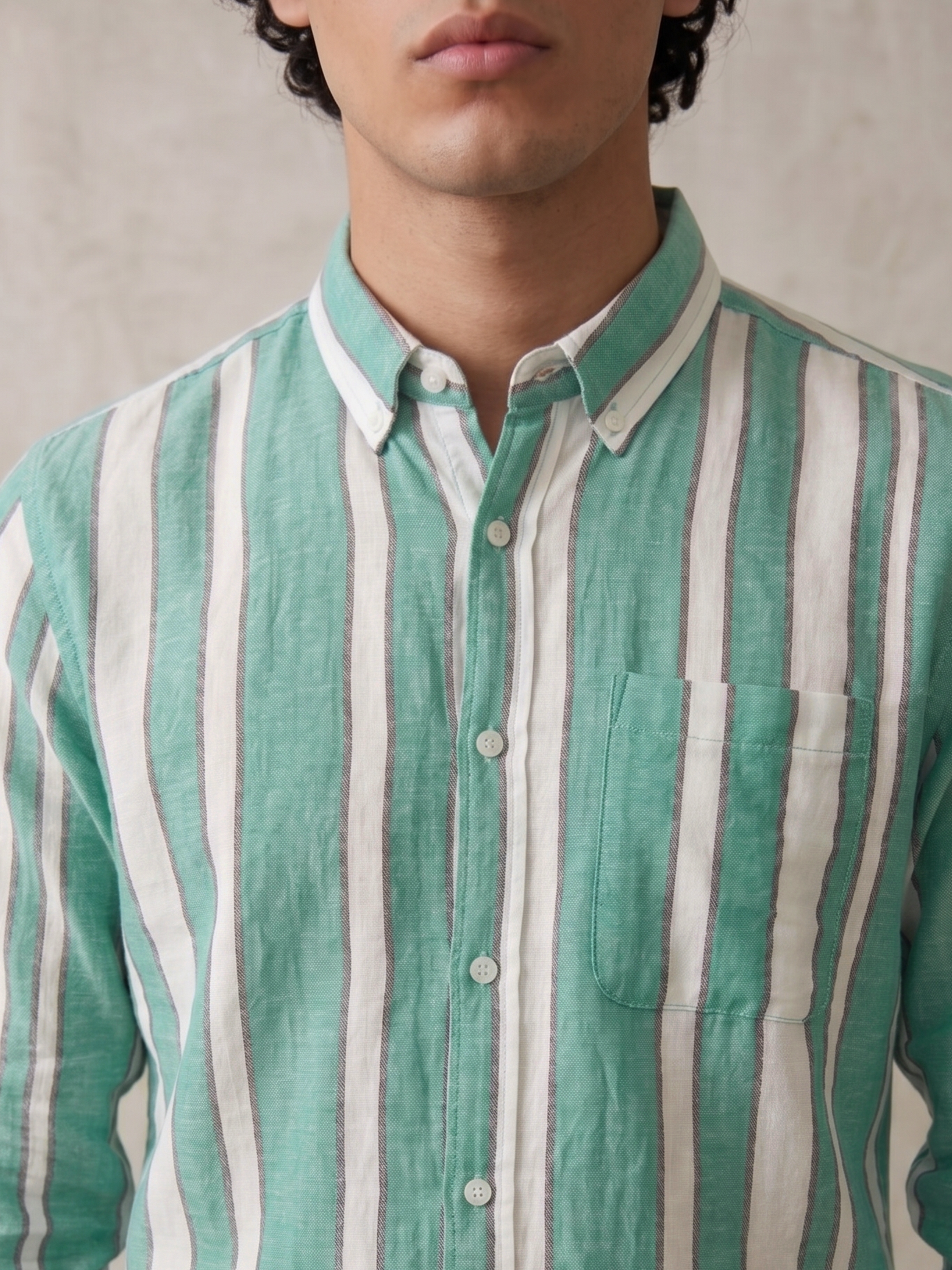 Men's Cotton Twill Green Relaxed Fit Shirt