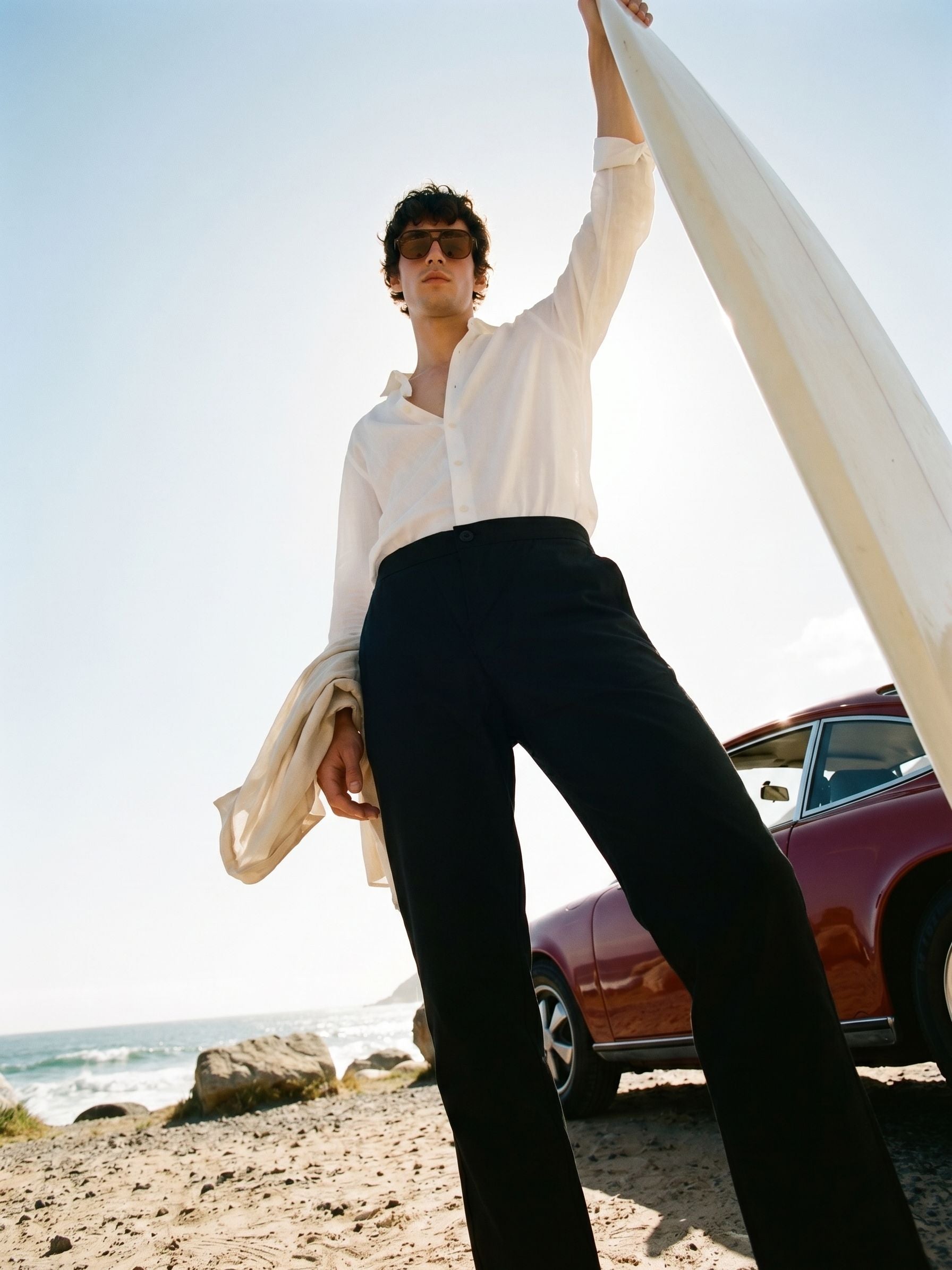 Men's Black Linen Loose Fit Trouser
