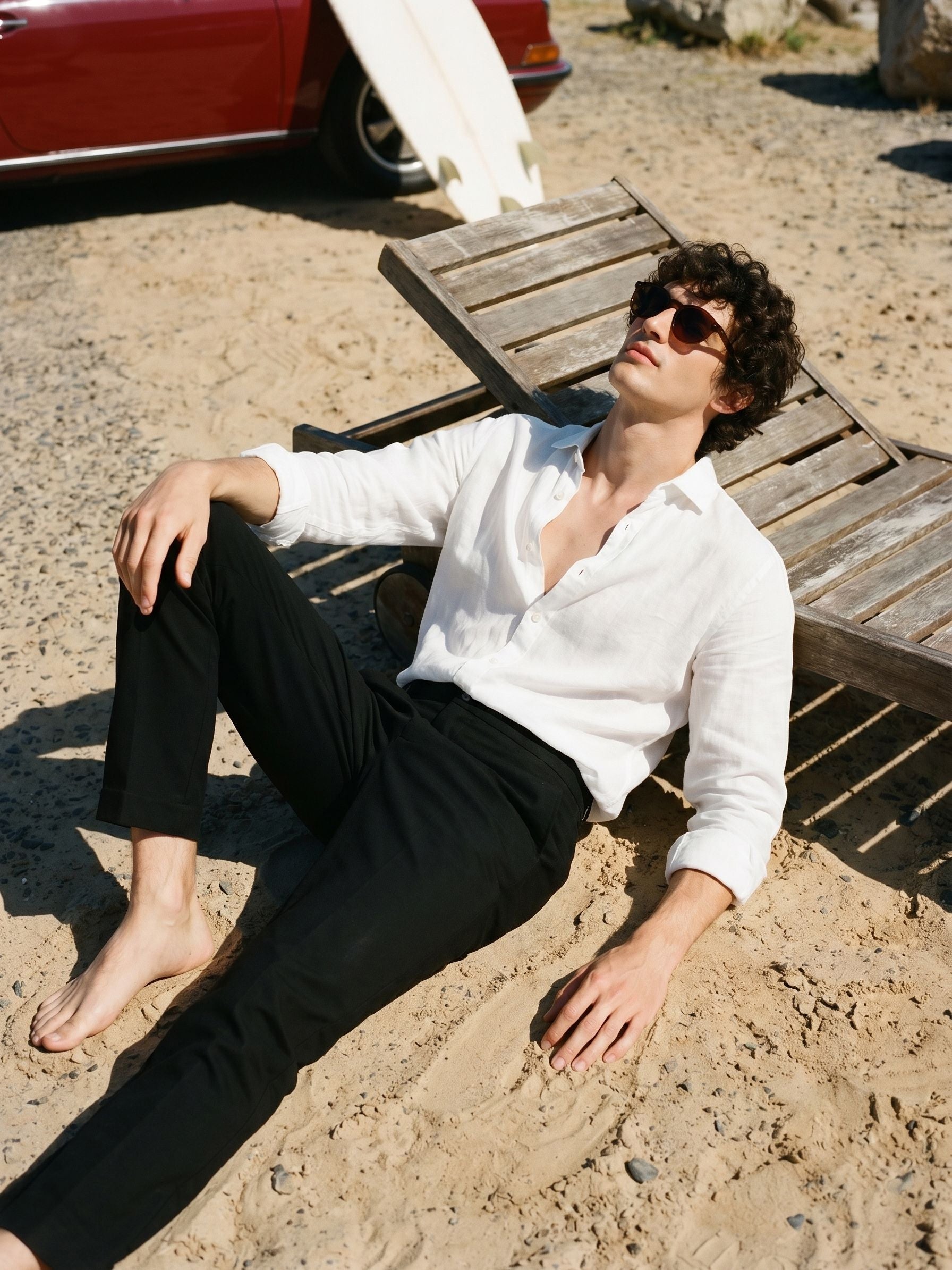 Men's Black Linen Loose Fit Trouser