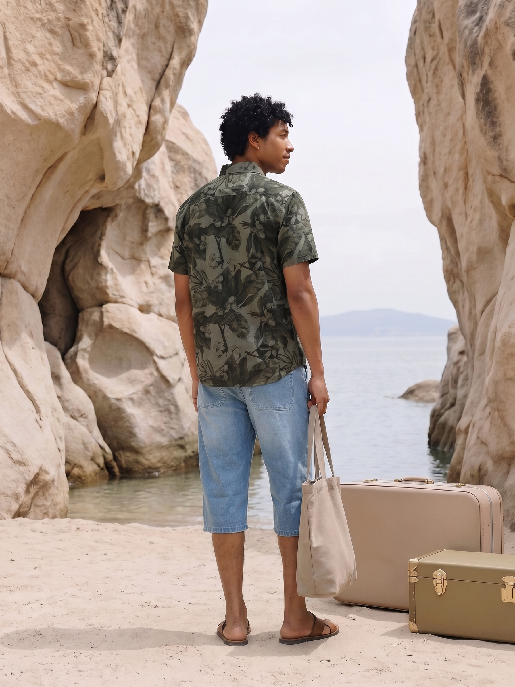 Men's Imported Prints Green Relaxed Fit Shirt