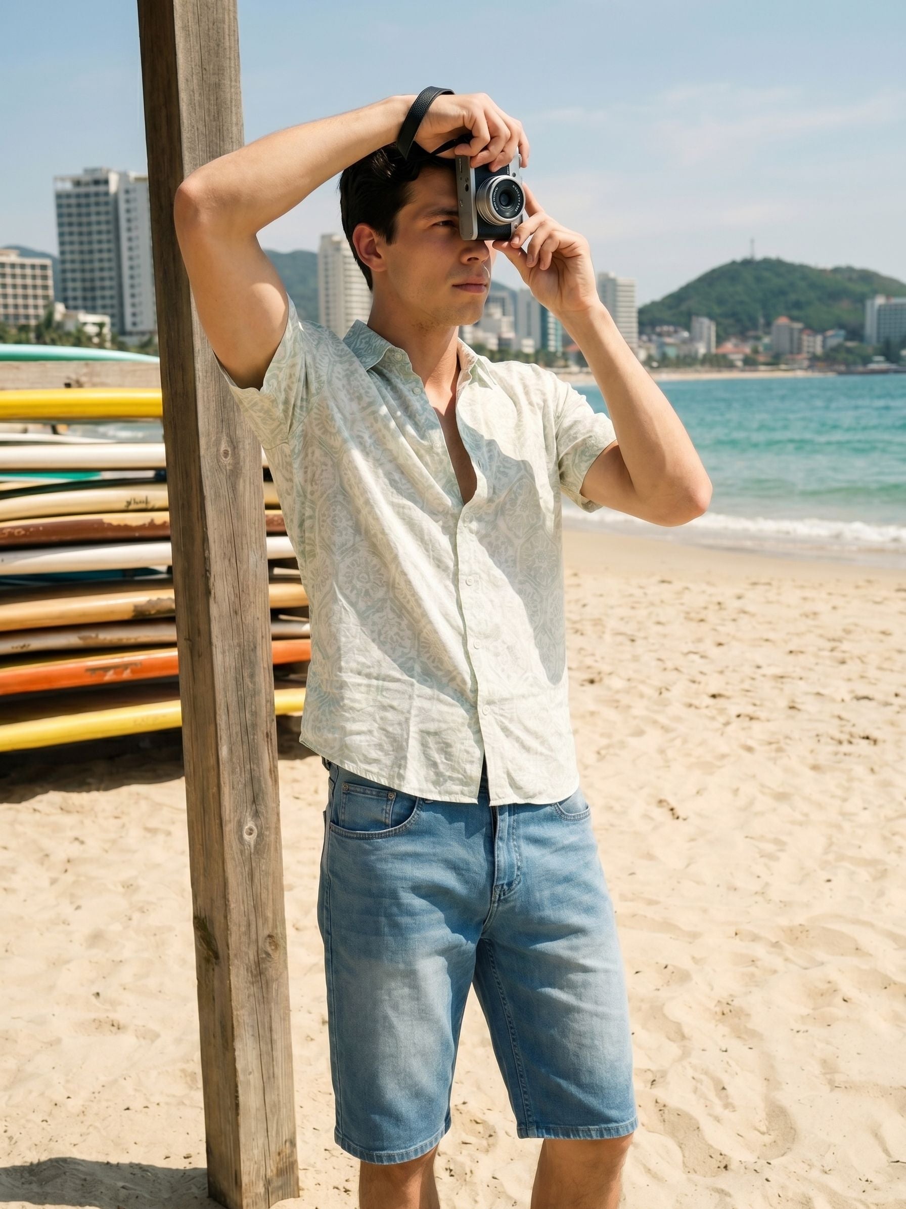 Men's Imported Prints Green Relaxed Fit Half Sleeve Shirt