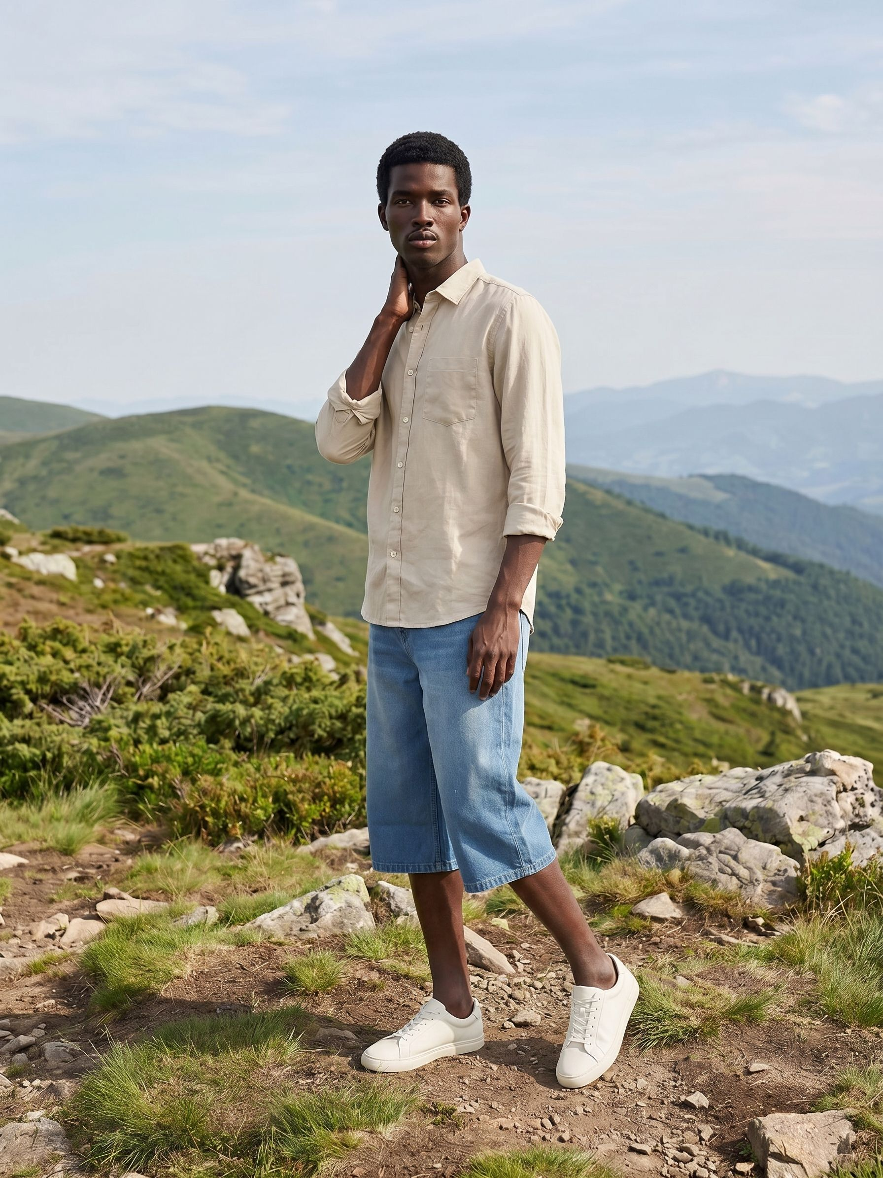Men's Cotton Twill Off White Relaxed Fit Shirt