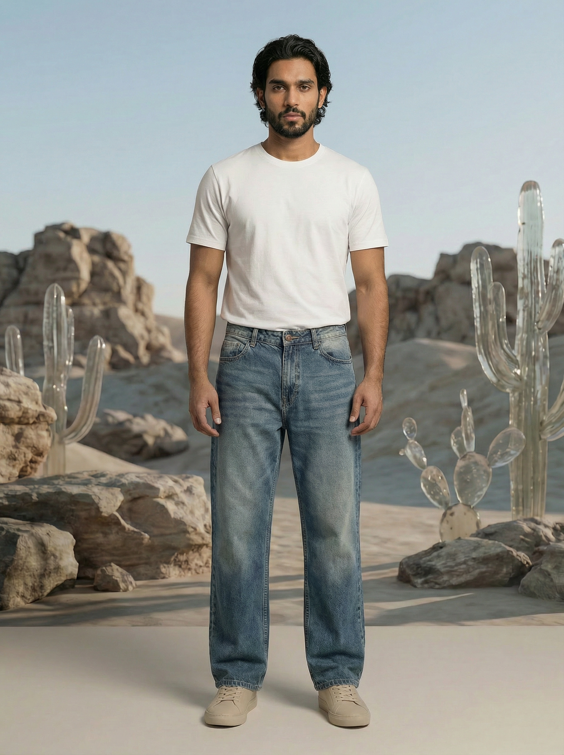 Men’s Blue Tint Baggy Fit Denim Jeans