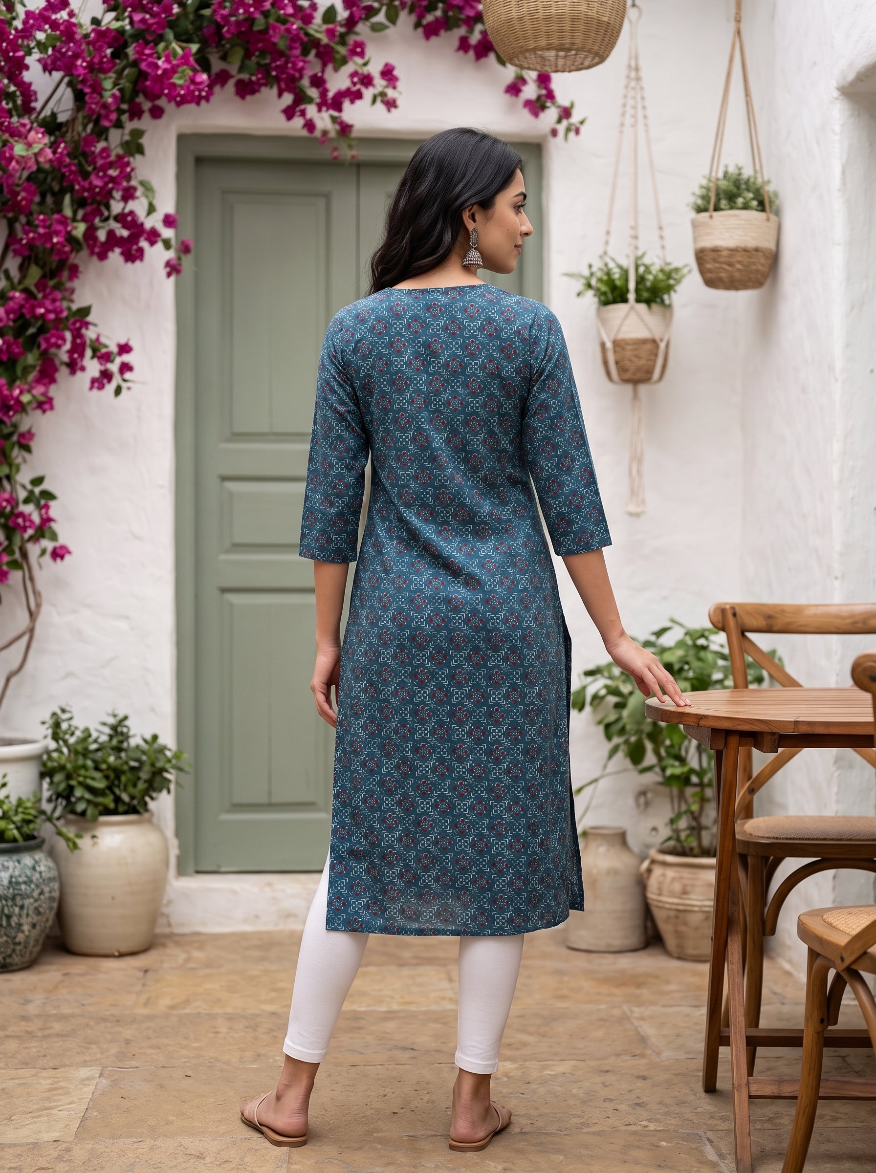 Women's Cotton Blue Regular Fit Kurti