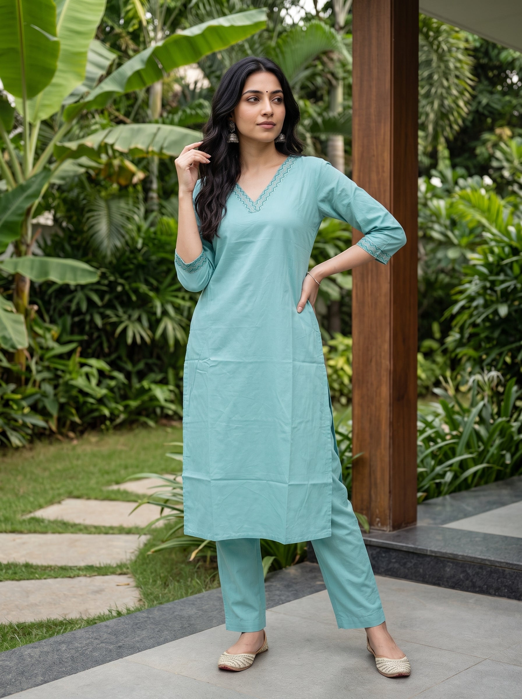 Women's Cotton Pista Regular Fit Kurti