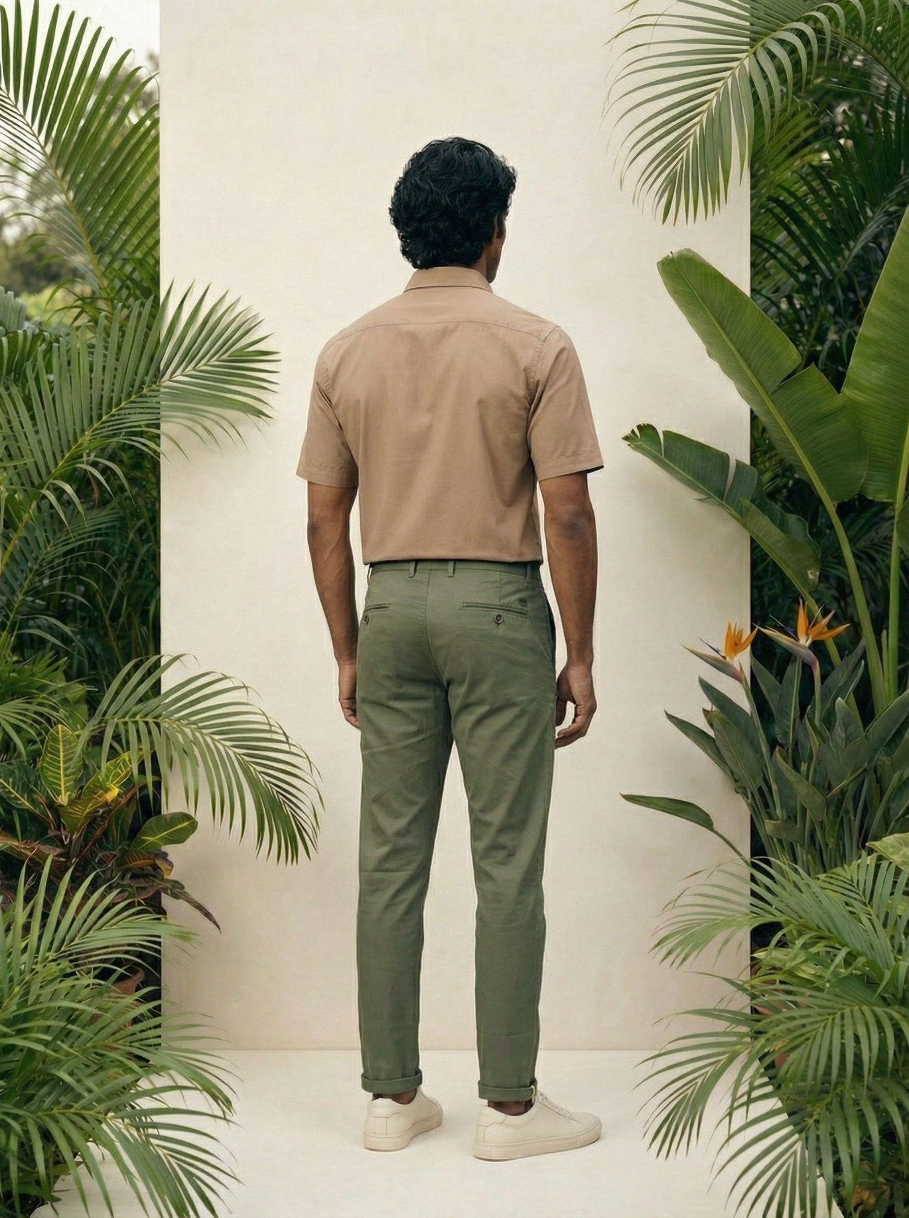 Men’s Regular Fit Chinos Pista Cotton Twill Contrast Detail