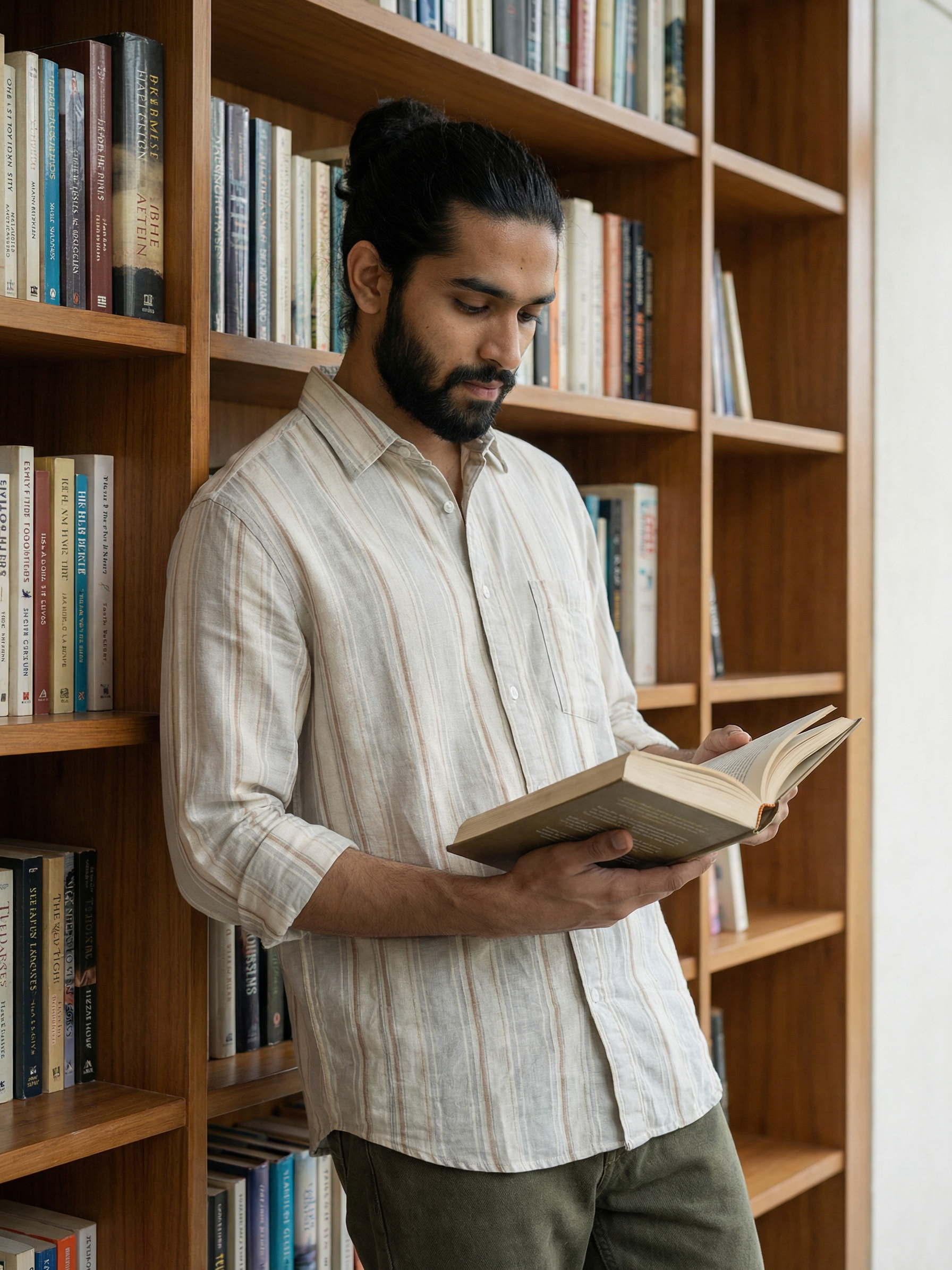 Men’s Oversized Blue Stripe Cotton Blend Shirt