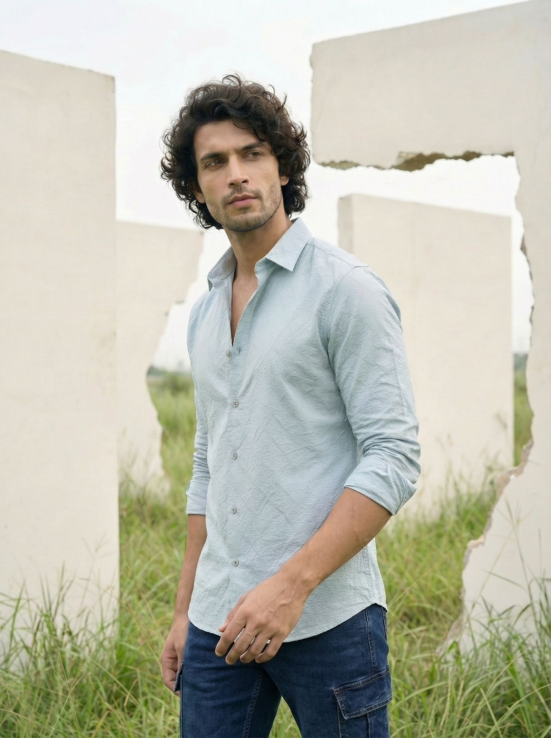 Premium Nr Jacquard Shirt Regular Fit Sky