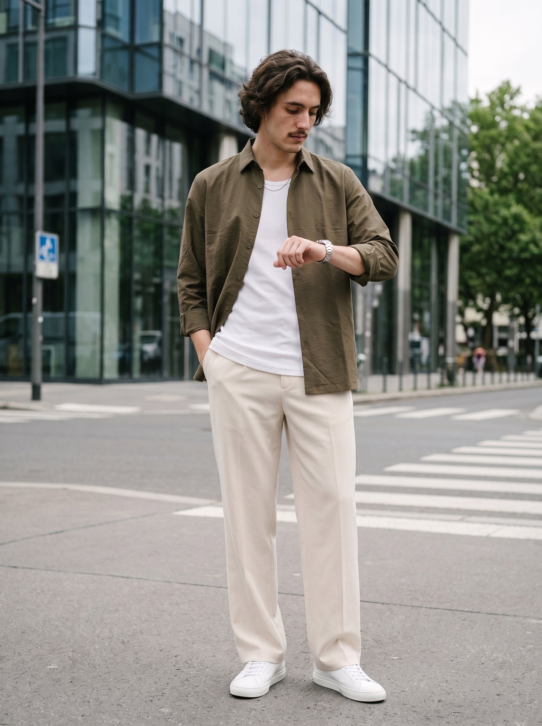 Men's Imported Olive Relaxed Fit Shirt