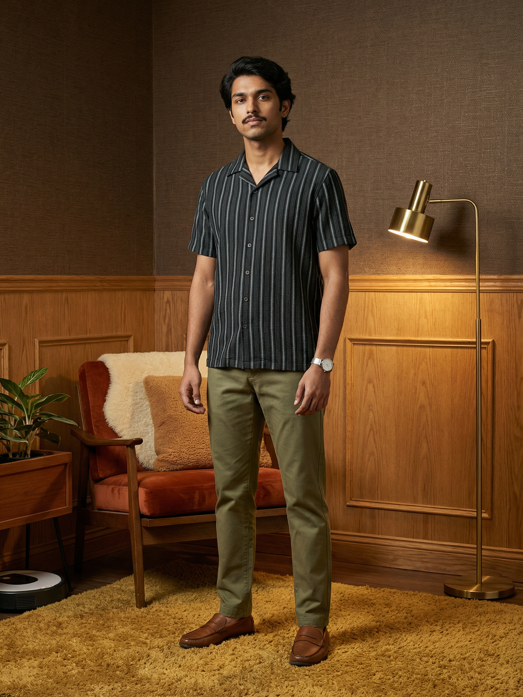Men’s Blue Relaxed Fit Agro Linen Shirt