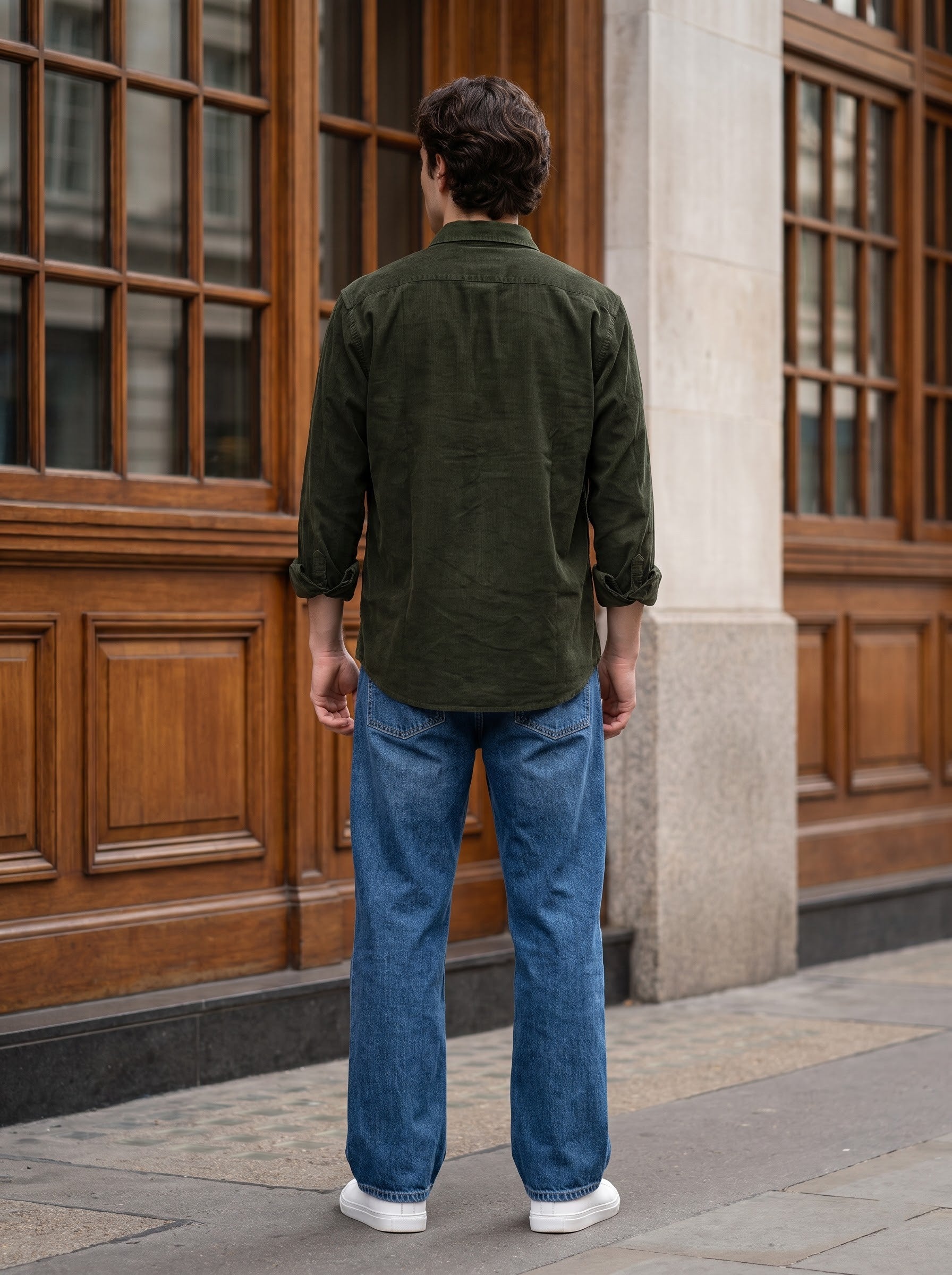 Men's Corduroy Green Regular Fit Shirt