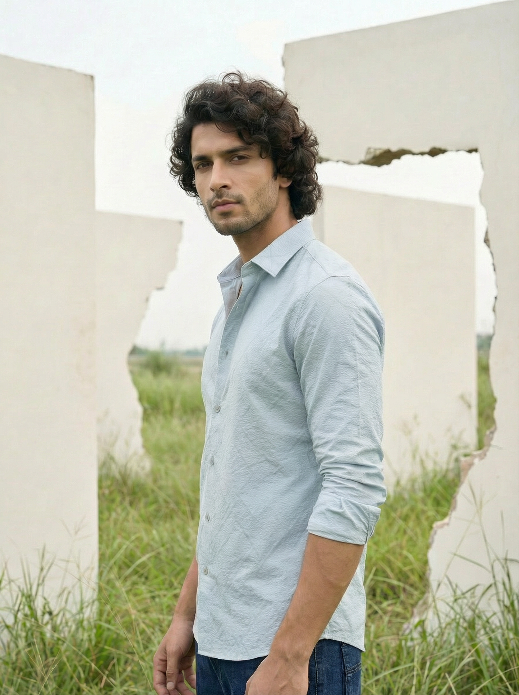 Premium Nr Jacquard Shirt Regular Fit Sky