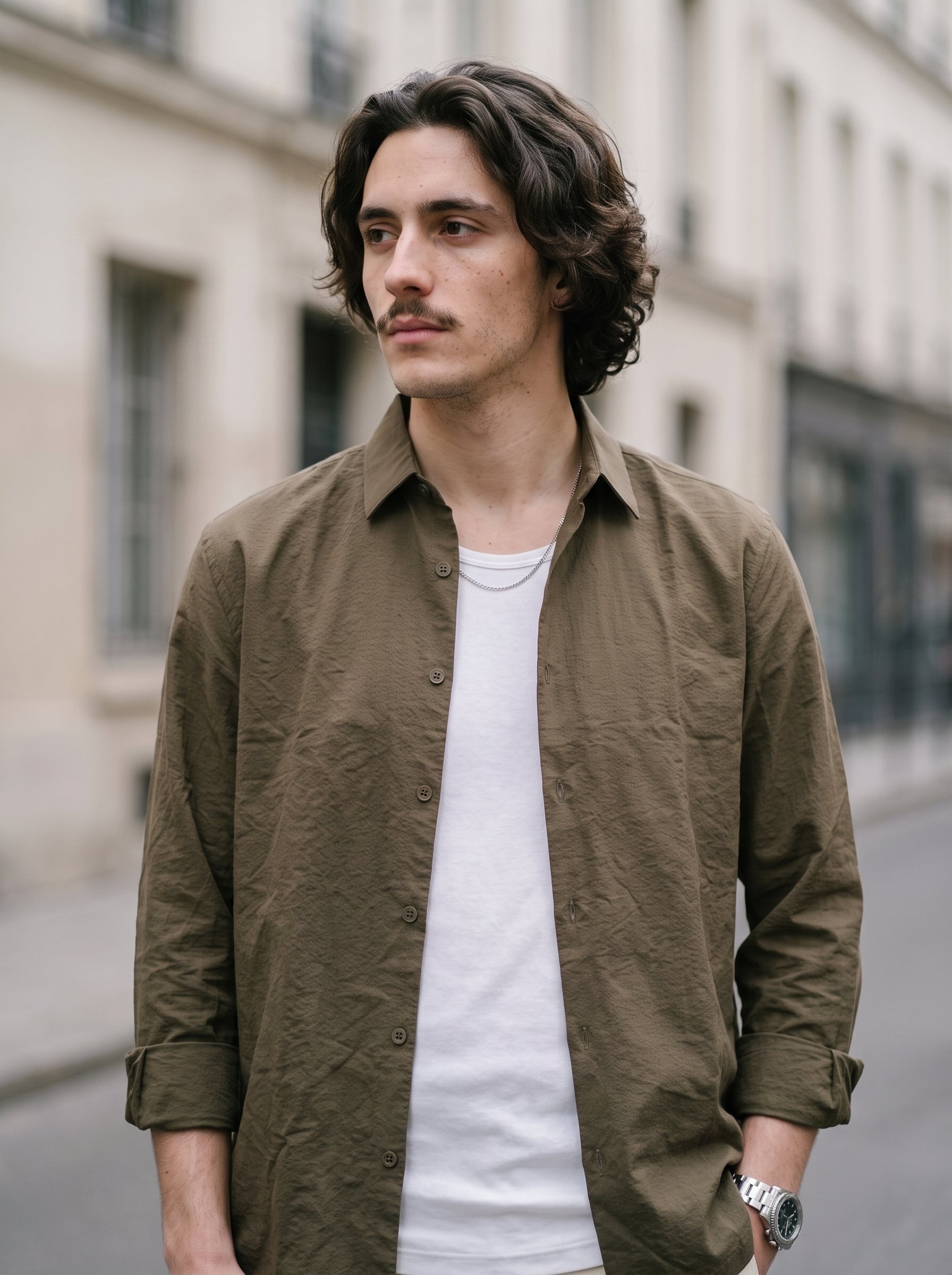Men's Imported Olive Relaxed Fit Shirt