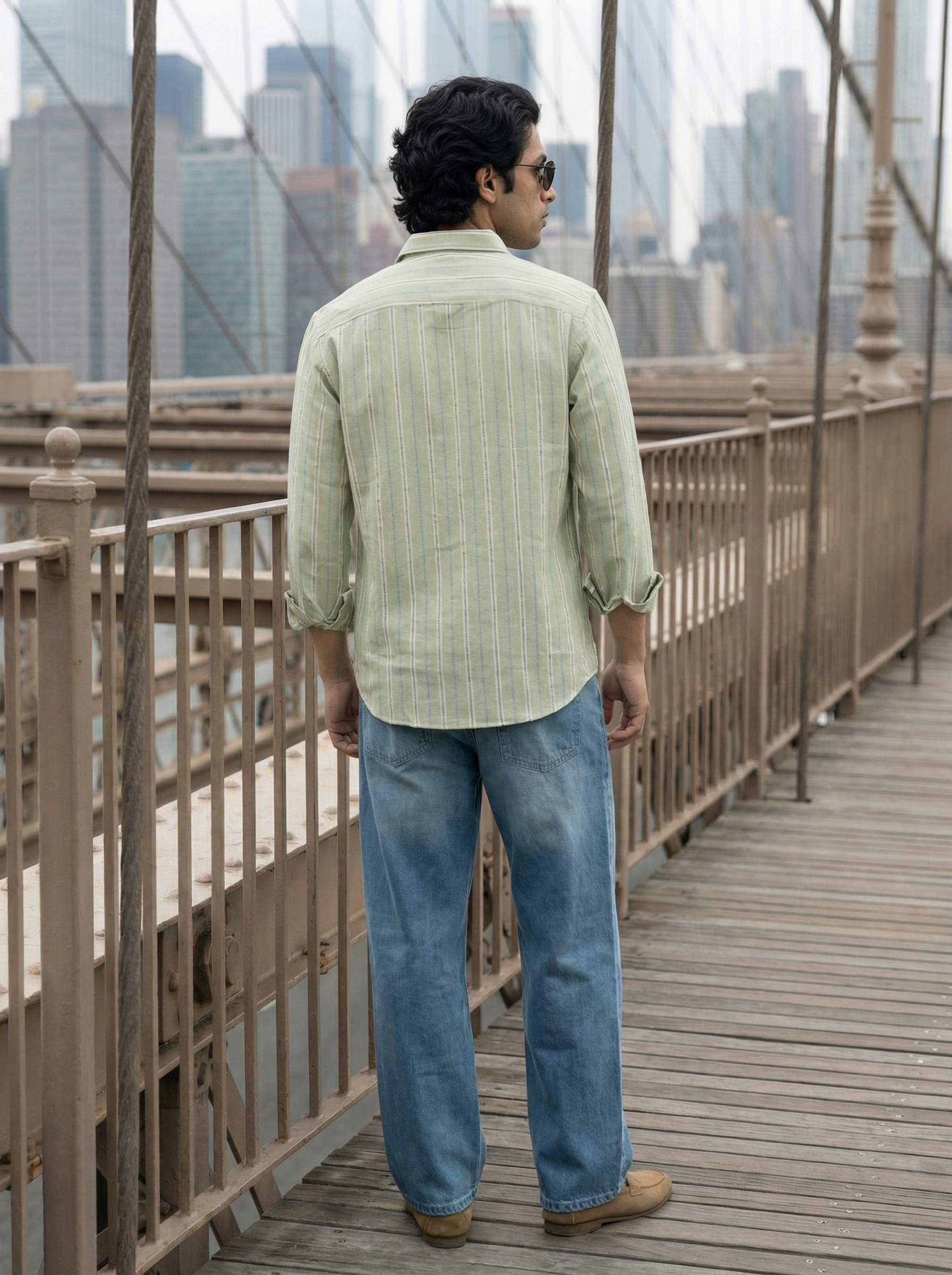 Men’s Relaxed Fit Cotton Green Check Shirt