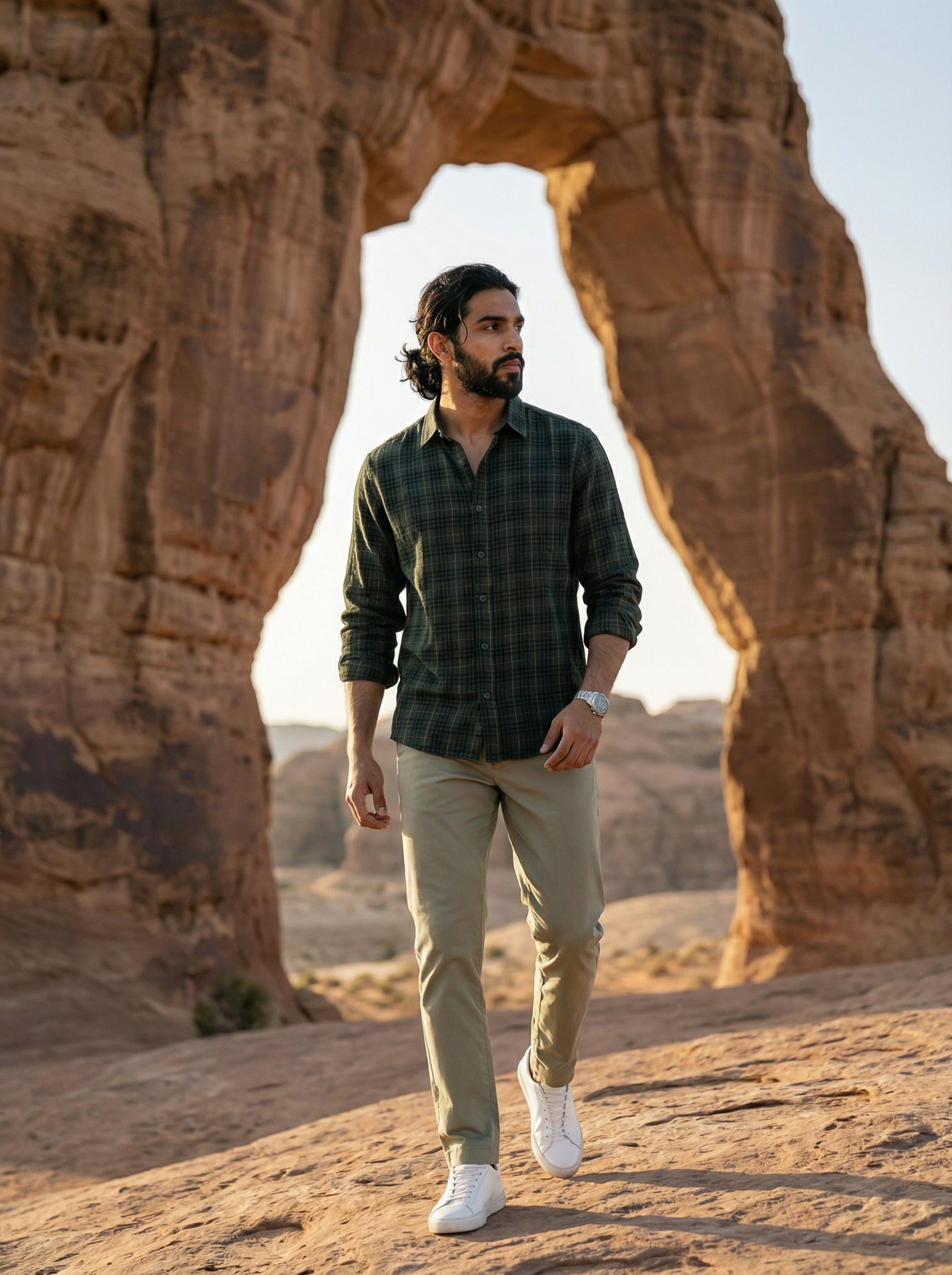 Men’s Relaxed Fit Green Checked Shirt