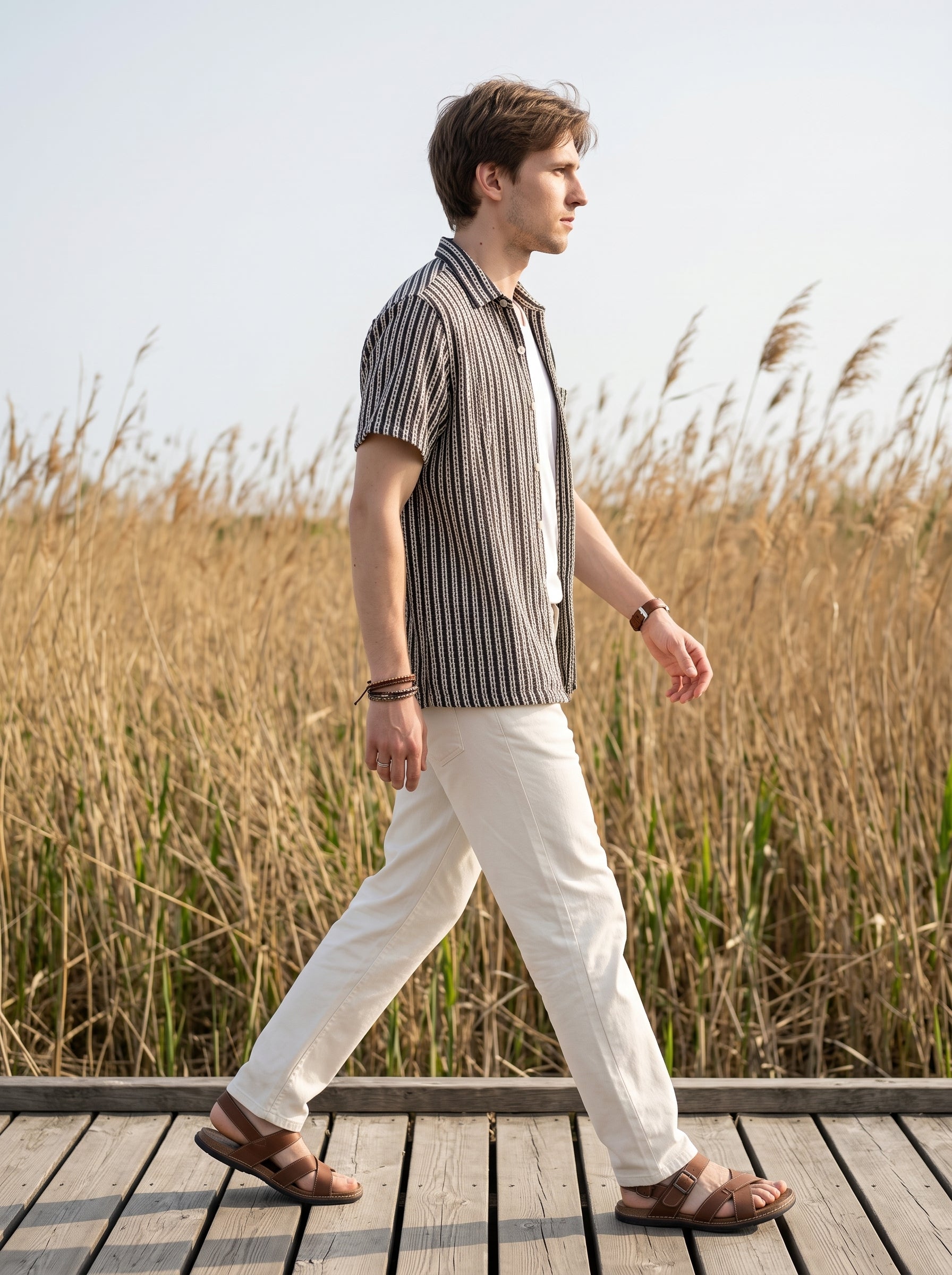 Men's Crochet Black Relaxed Fit Shirt