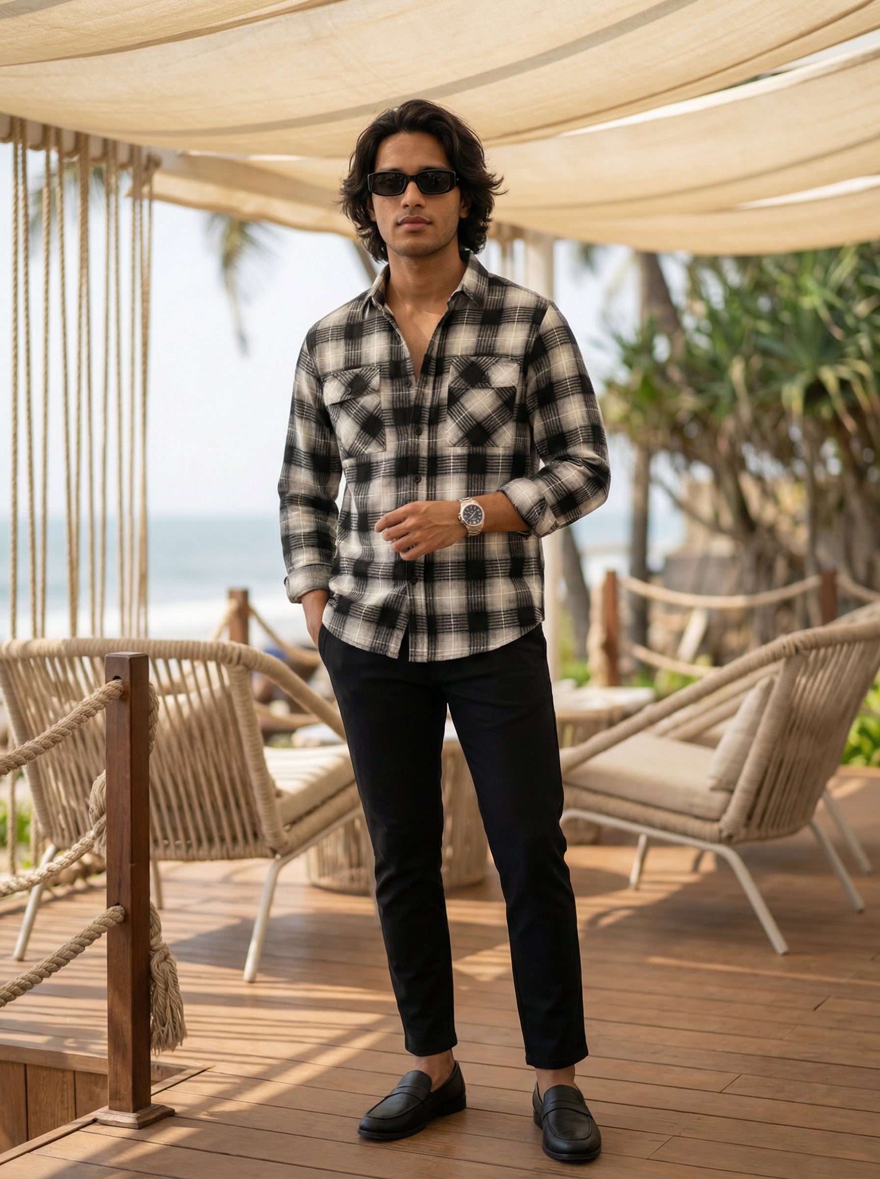 Men’s Relaxed Fit Black Checked Shirt