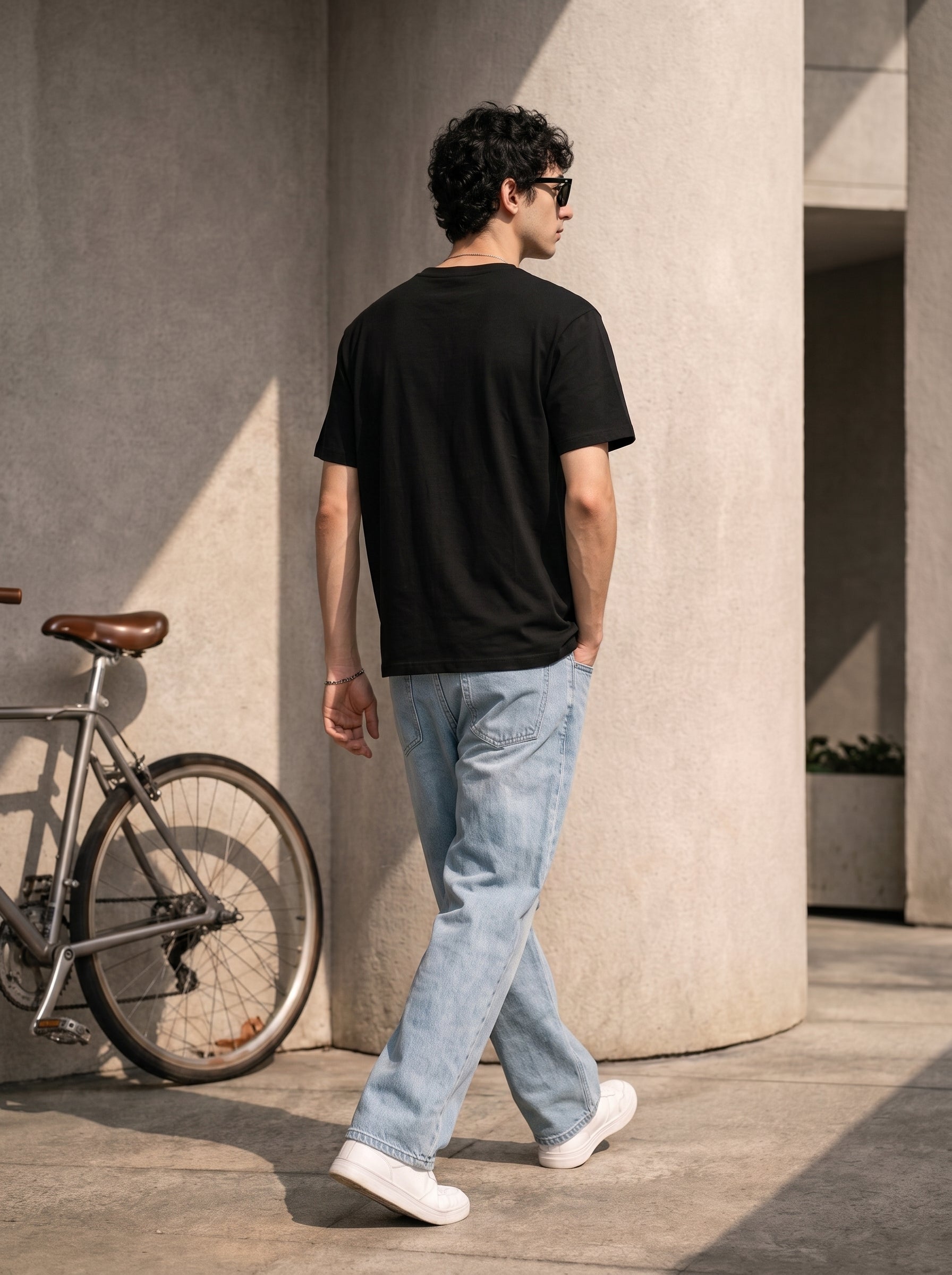 Men's Cotton Jersy 200 Gsm Black Relaxed Fit T Shirt