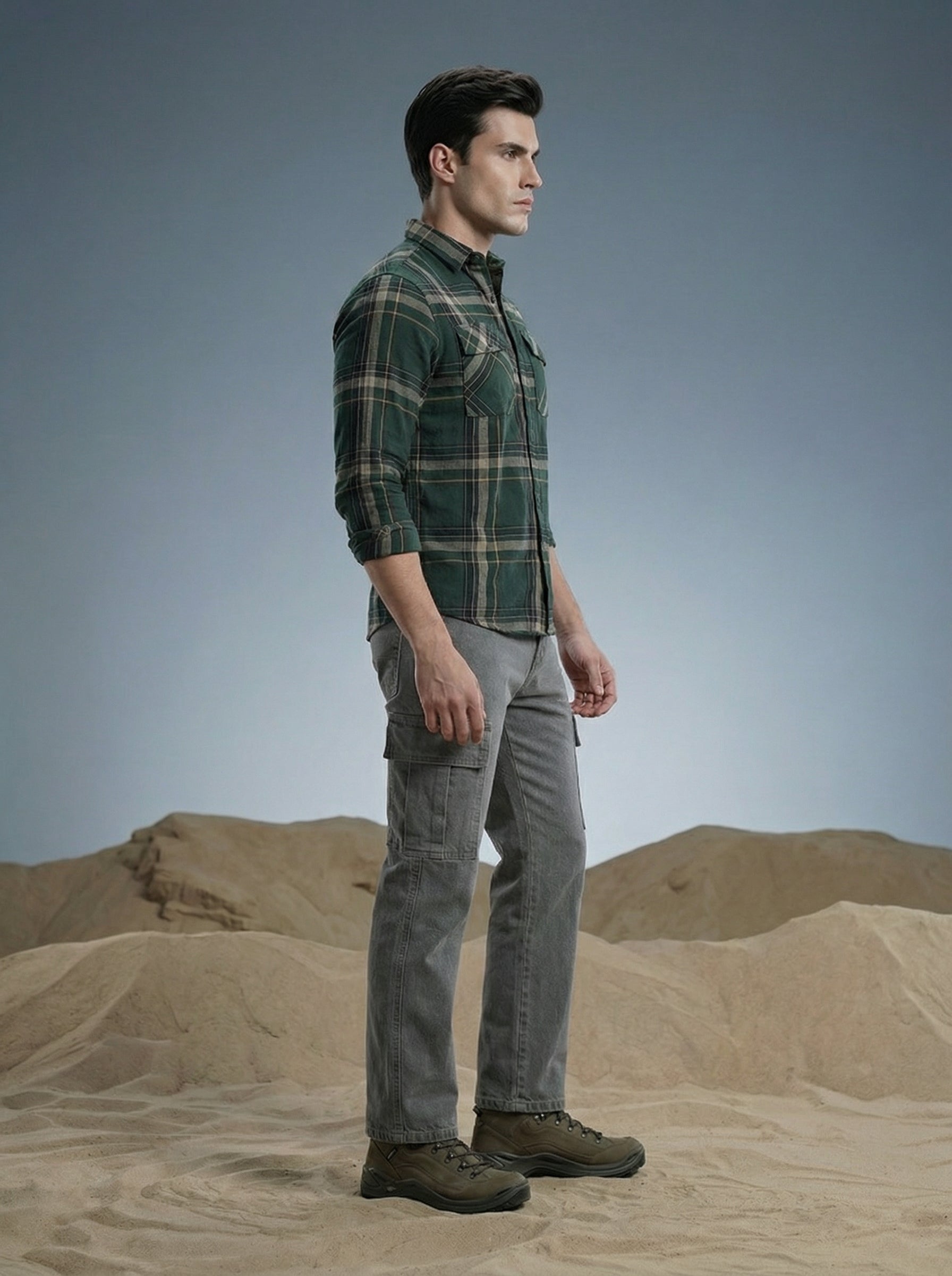 Men’s Green Relaxed Fit Check Shirt