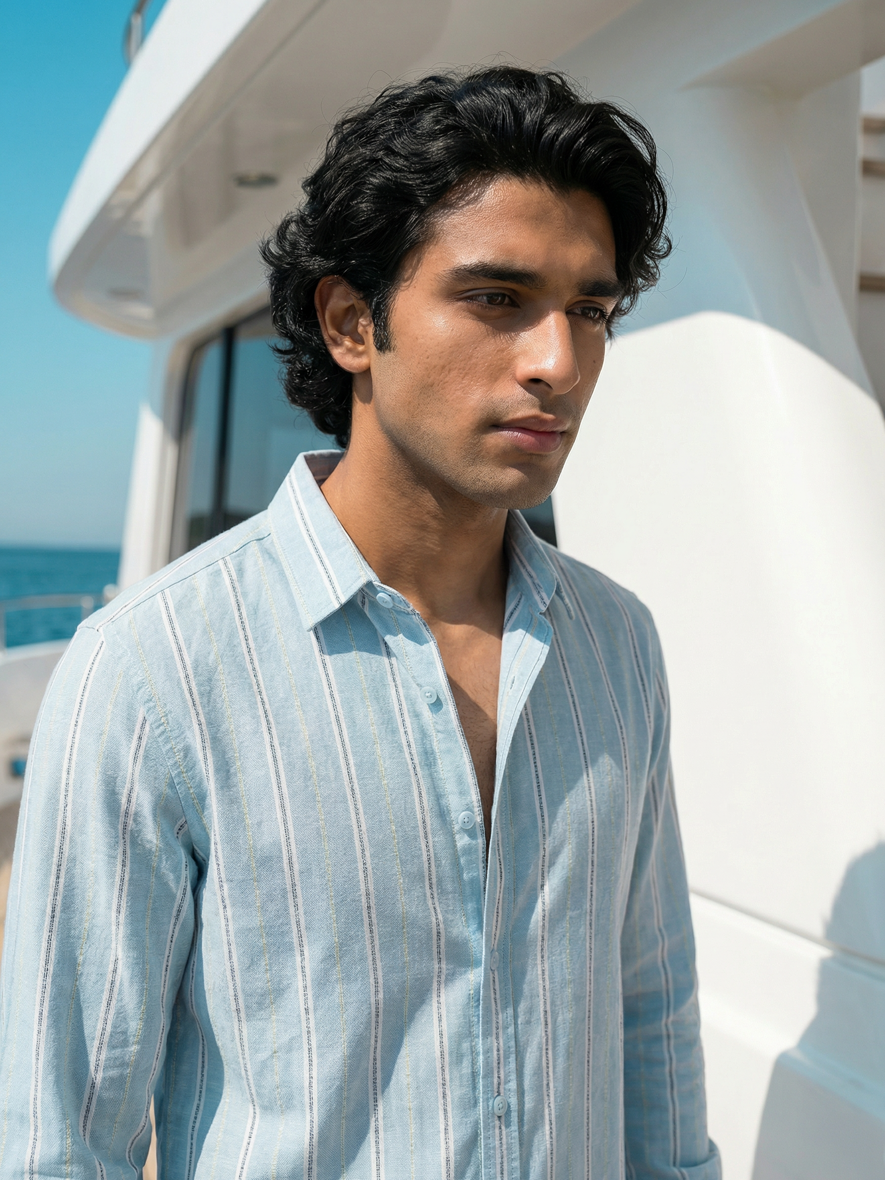 Men’s Relaxed Fit Blue Cotton Check Shirt