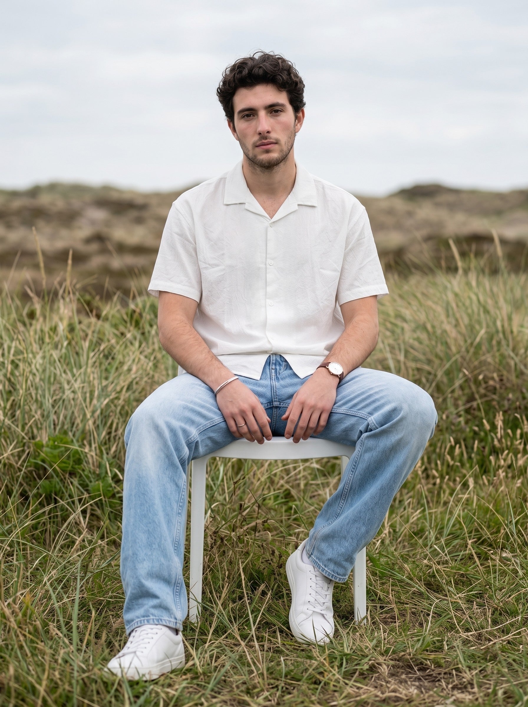 Men's 100% Polyester White Relaxed Fit Shirt