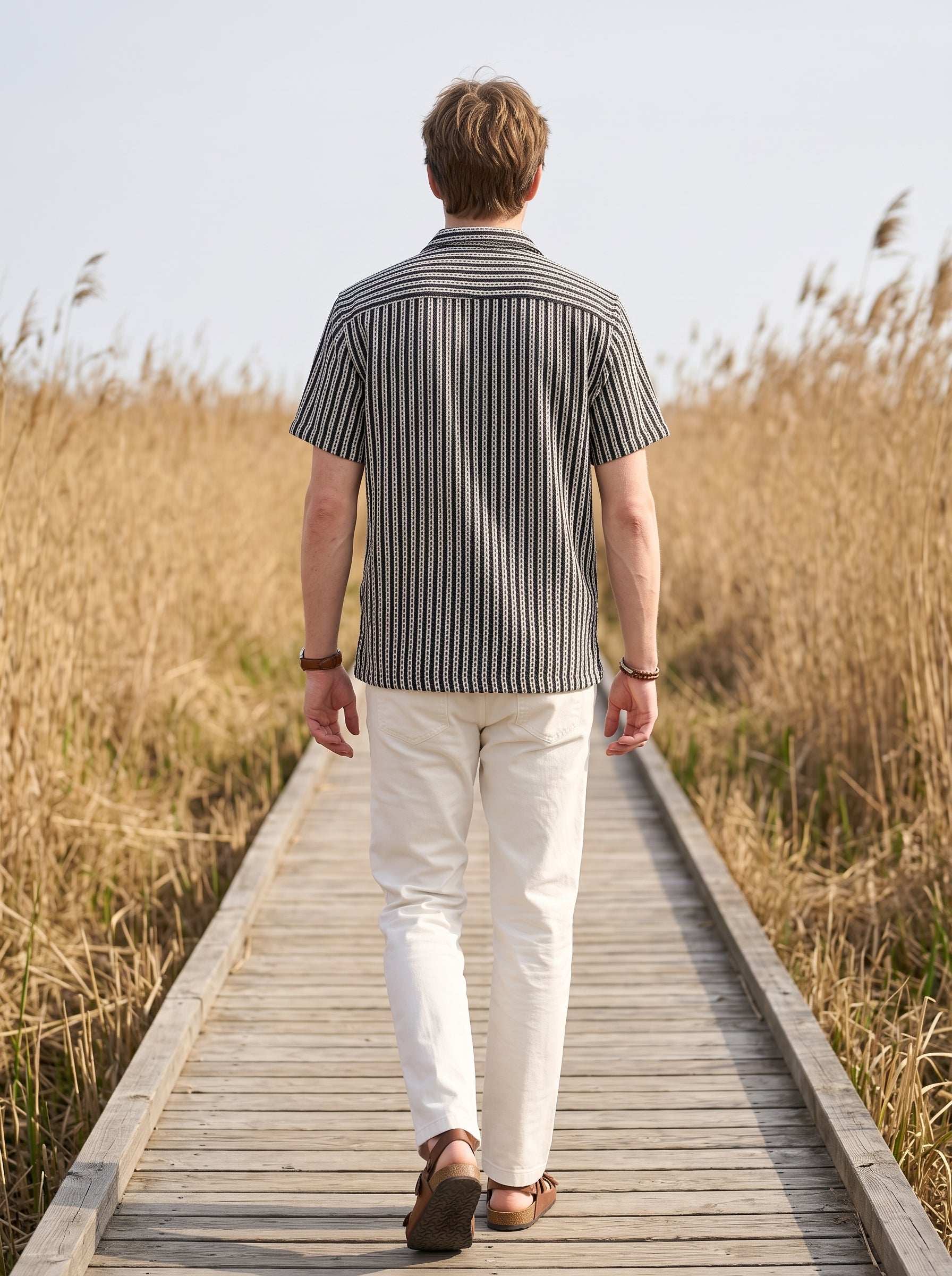 Men's Crochet Black Relaxed Fit Shirt