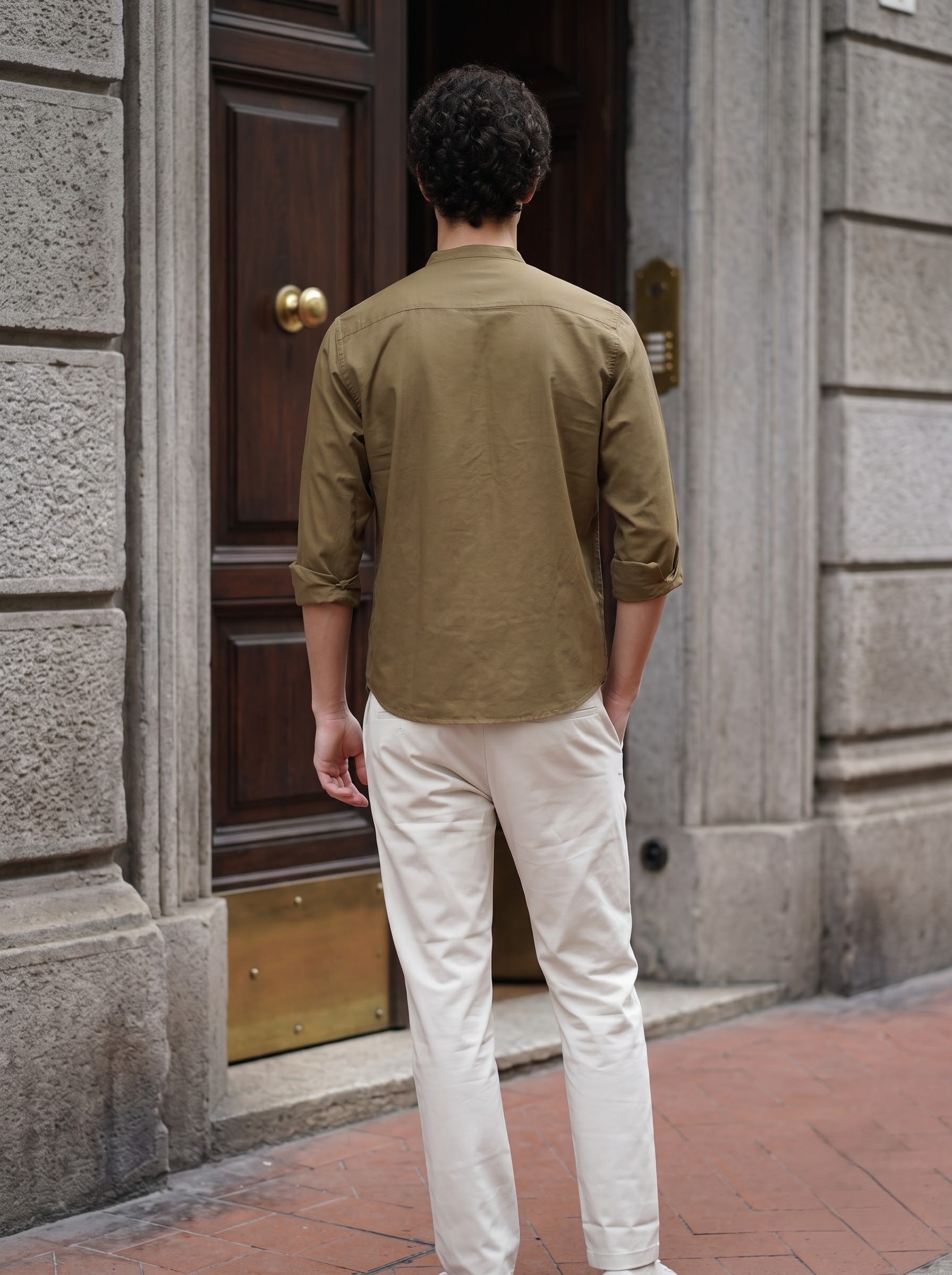 Men's Lyocell Linen Mustard Color Relaxed Fit Shirt