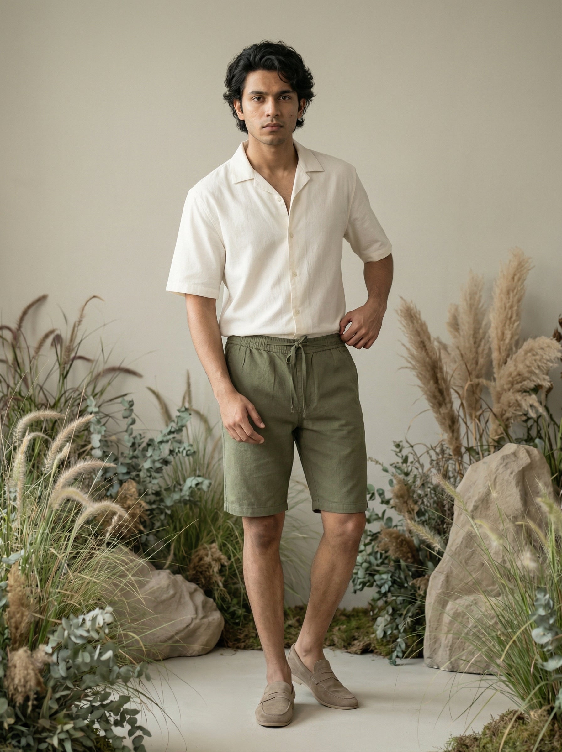 Men’s Pista Linen Slub Shorts Lightweight Regular Fit