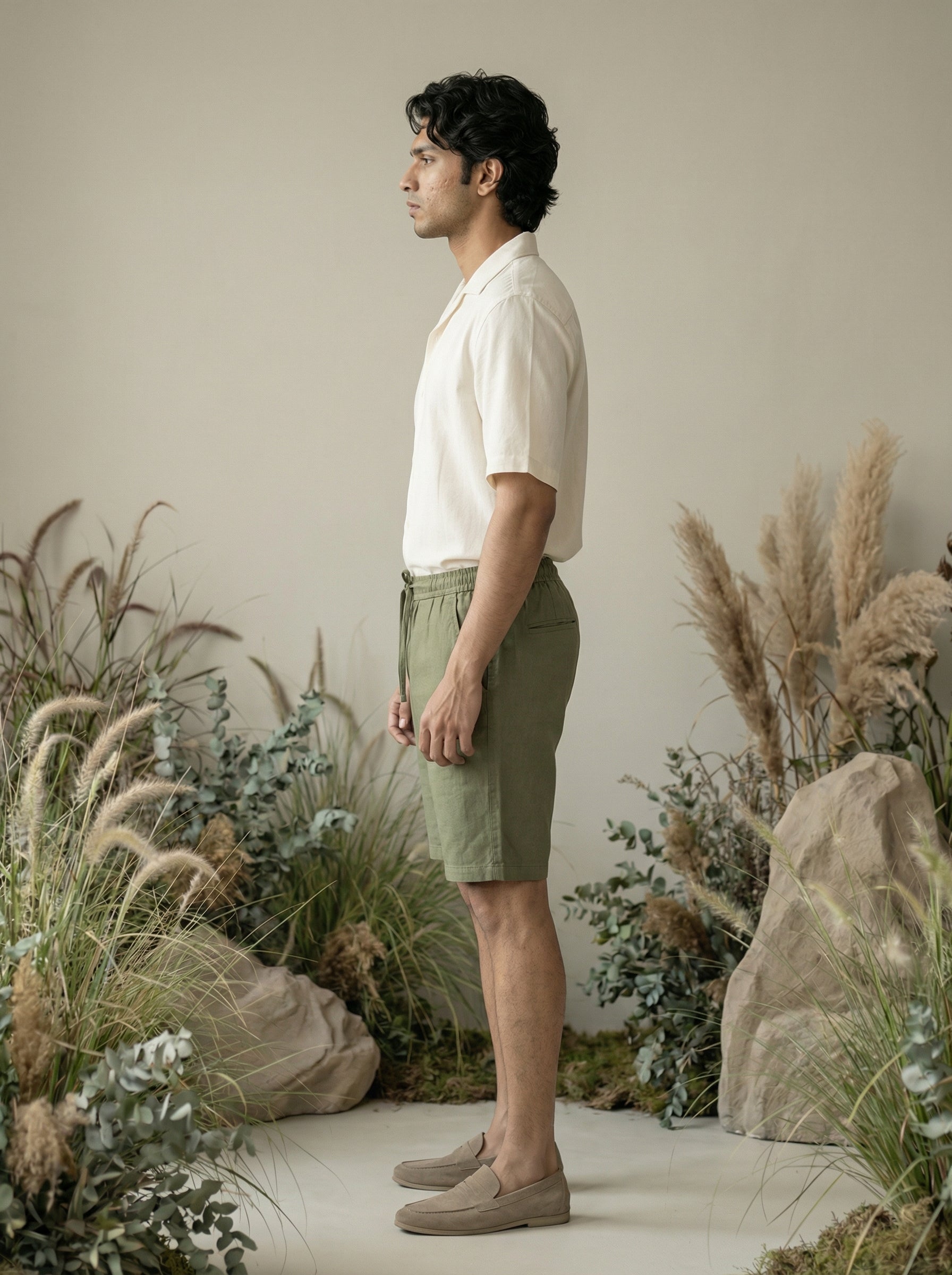 Men’s Pista Linen Slub Shorts Lightweight Regular Fit