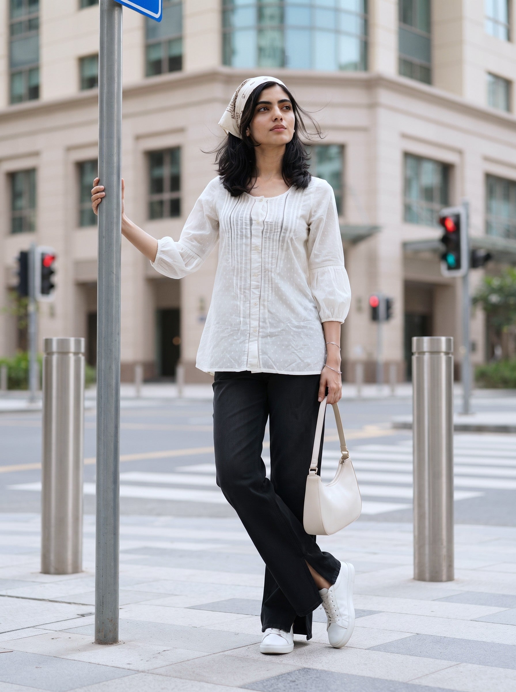 Women's Cotton White Regular Fit Top