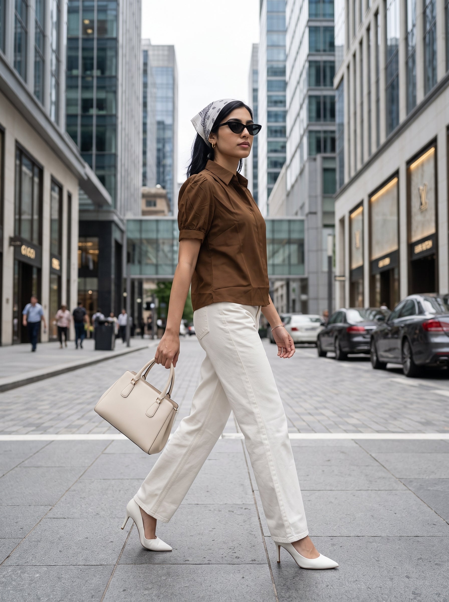 Women's Satin Brown Regular Fit Top