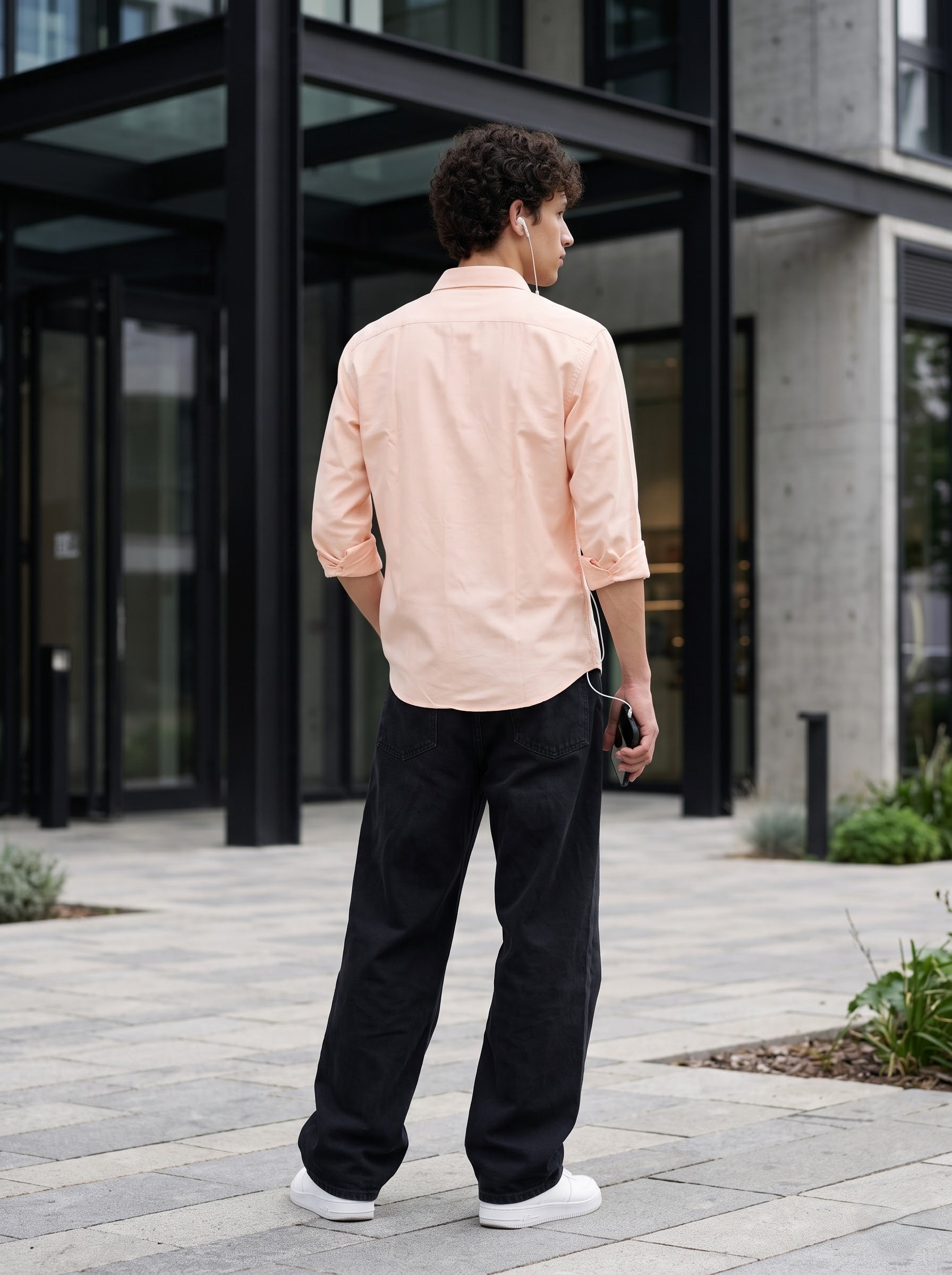 Men's Cotton Oxford Peach Color Regular Fit Shirt