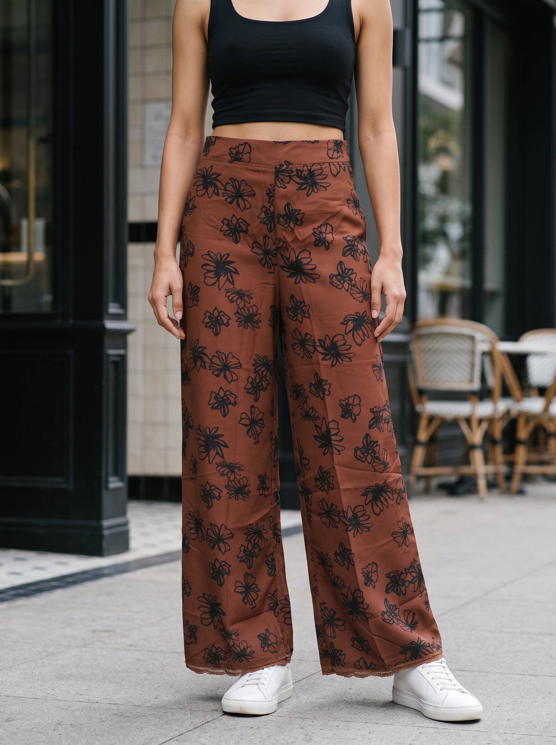 Women's Imported Brown Wide Leg Fit Trousers