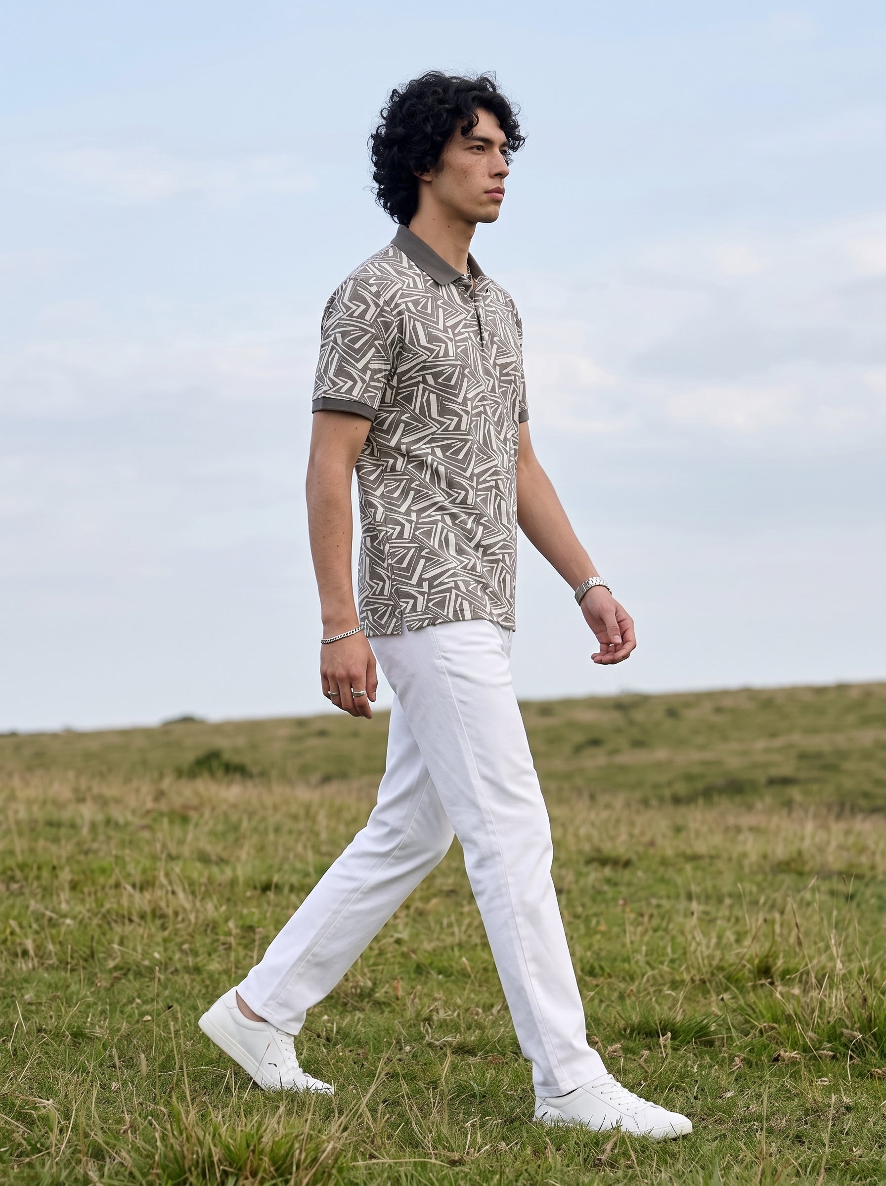 Men's 100% Cotton Polo Pique Grey Relaxed Fit Polo T Shirt