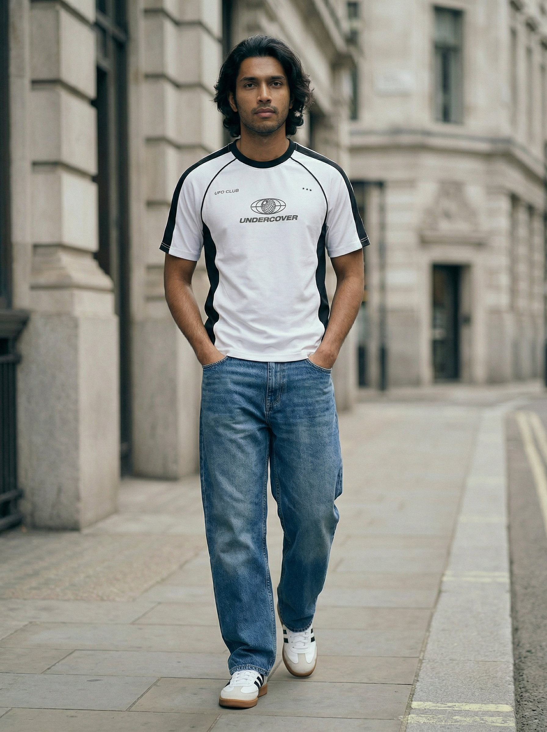 Bright White Oversized Chest Printed T-Shirt