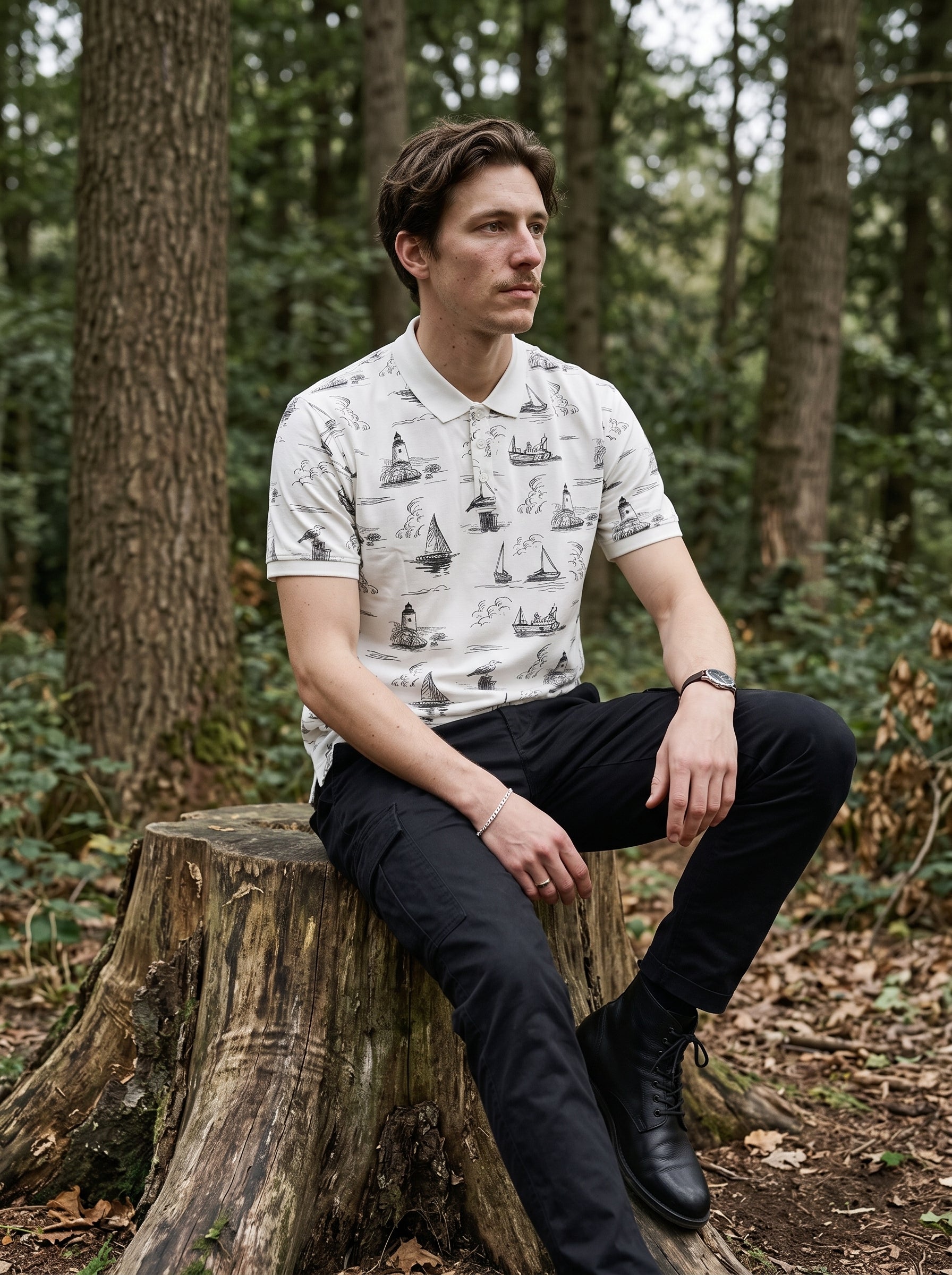 Men's 100% Cotton Polo Pique Off White Relaxed Fit Polo T Shirt